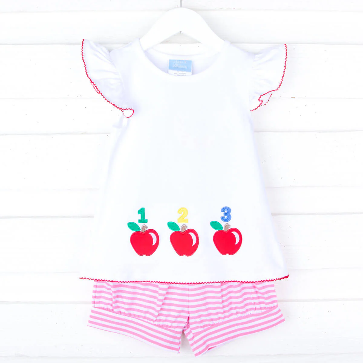 123 Apples Pink Stripe Milly Short Set - Image 5