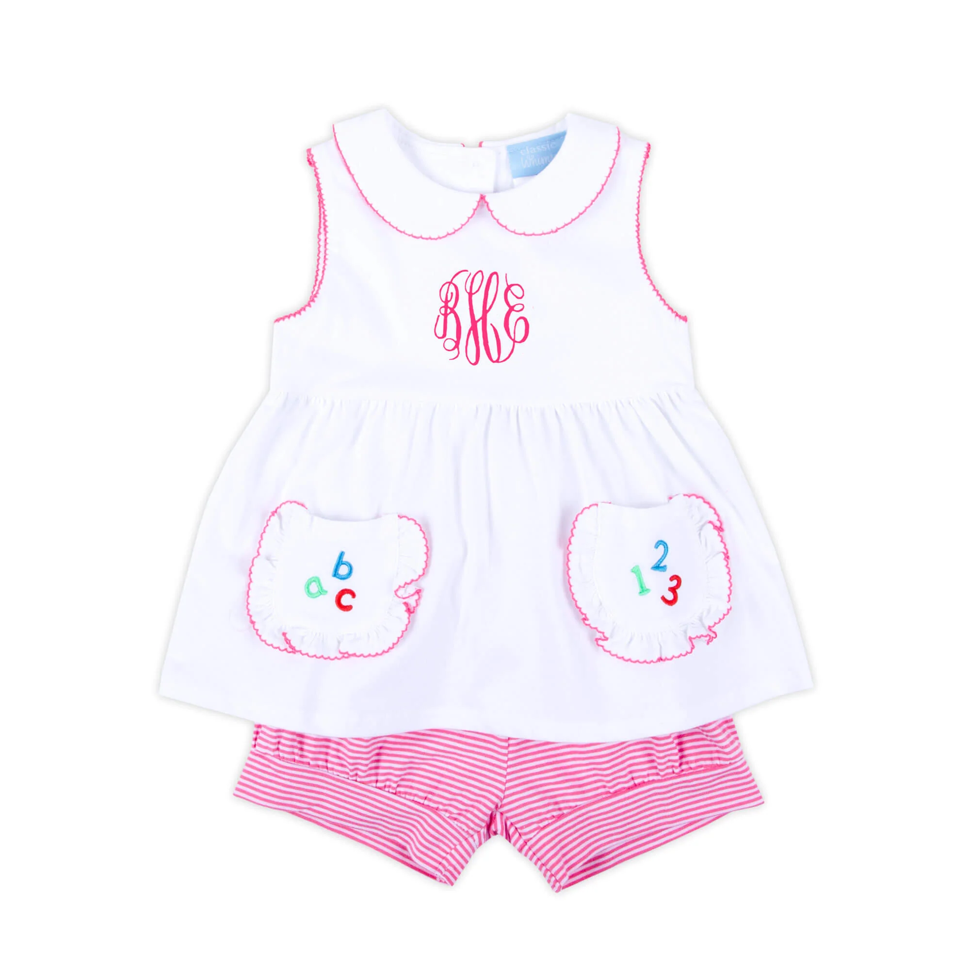 ABC & 123 Pink Stripe Caroline Short Set - Image 2