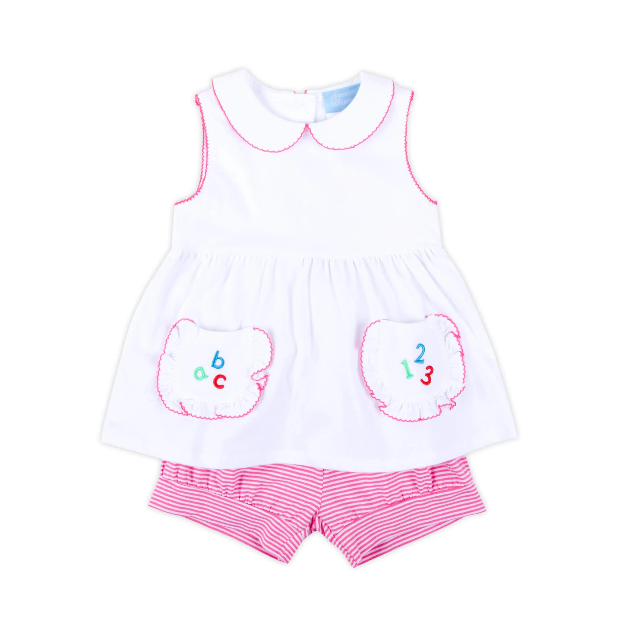 ABC & 123 Pink Stripe Caroline Short Set - Image 3