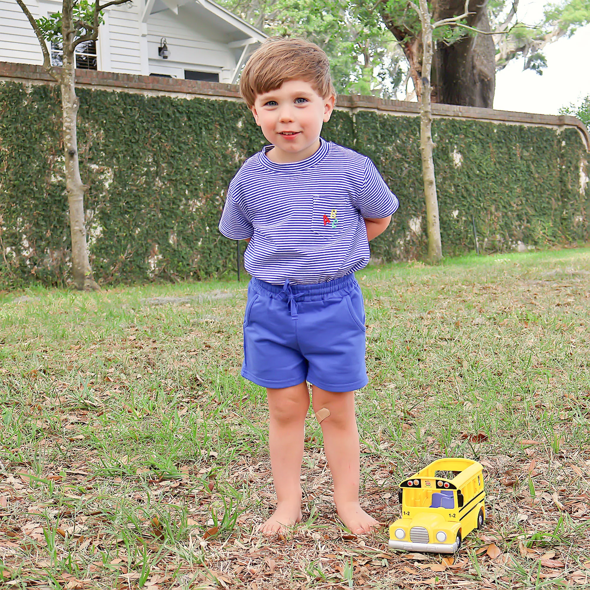 ABC Apple Royal Blue Stripe Short Set - Image 2