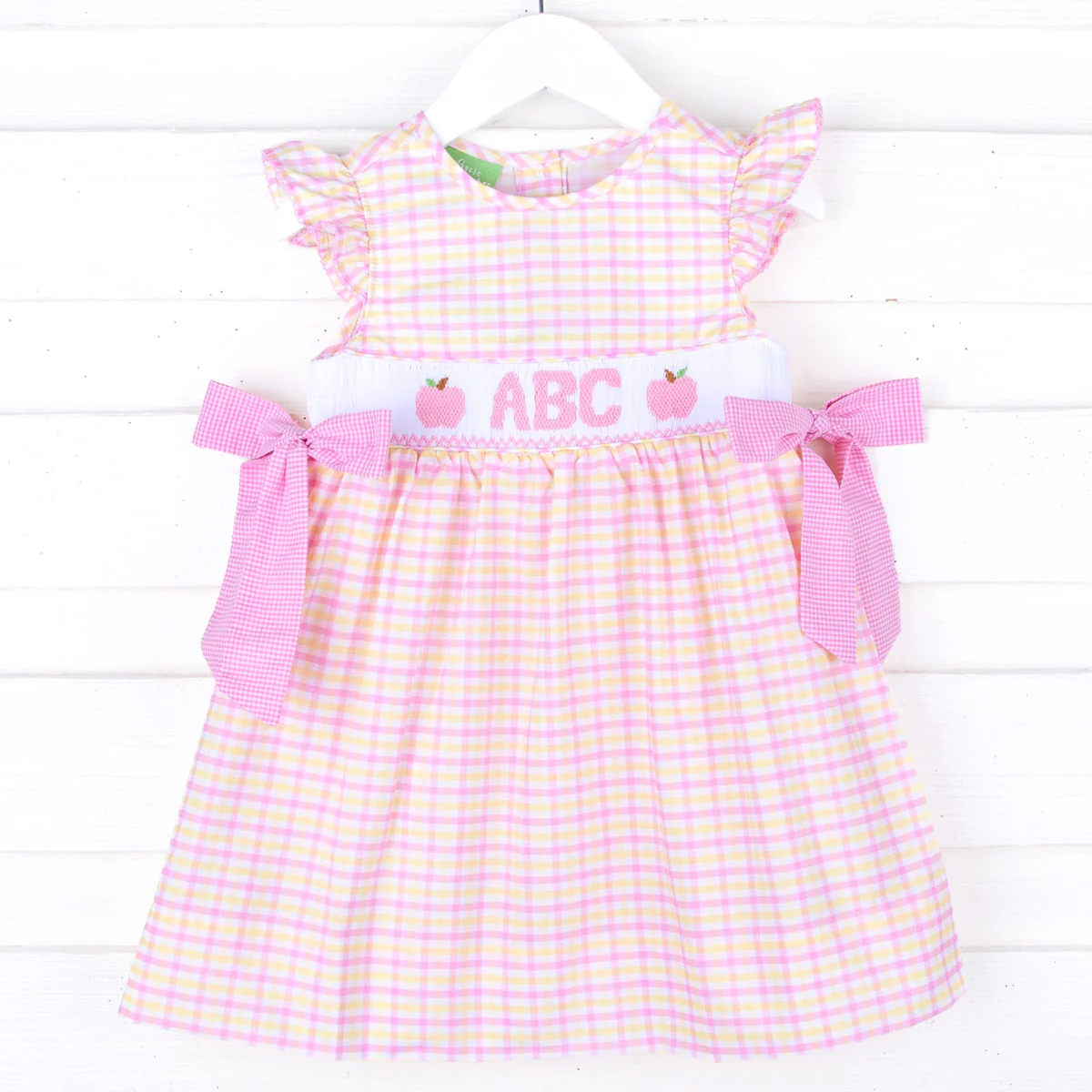 ABC Apple Smocked Pink Gingham Beverly Dress - Image 2
