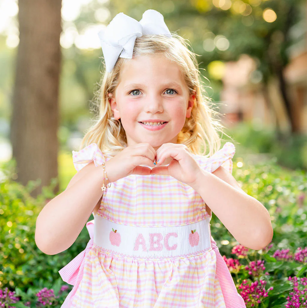 ABC Apple Smocked Pink Gingham Beverly Dress - Image 3