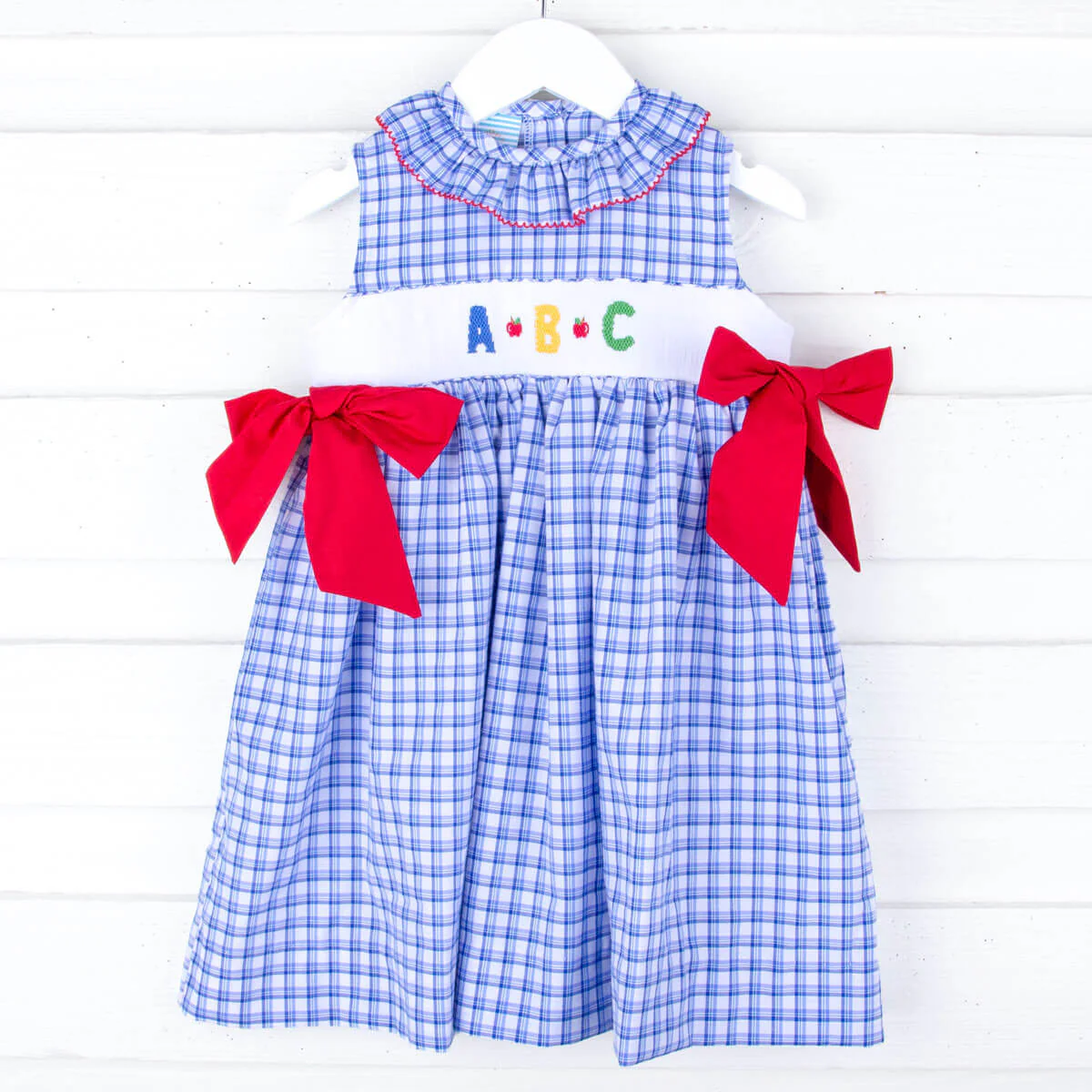 ABC Smocked Blue Plaid Beverly Dress - Image 3