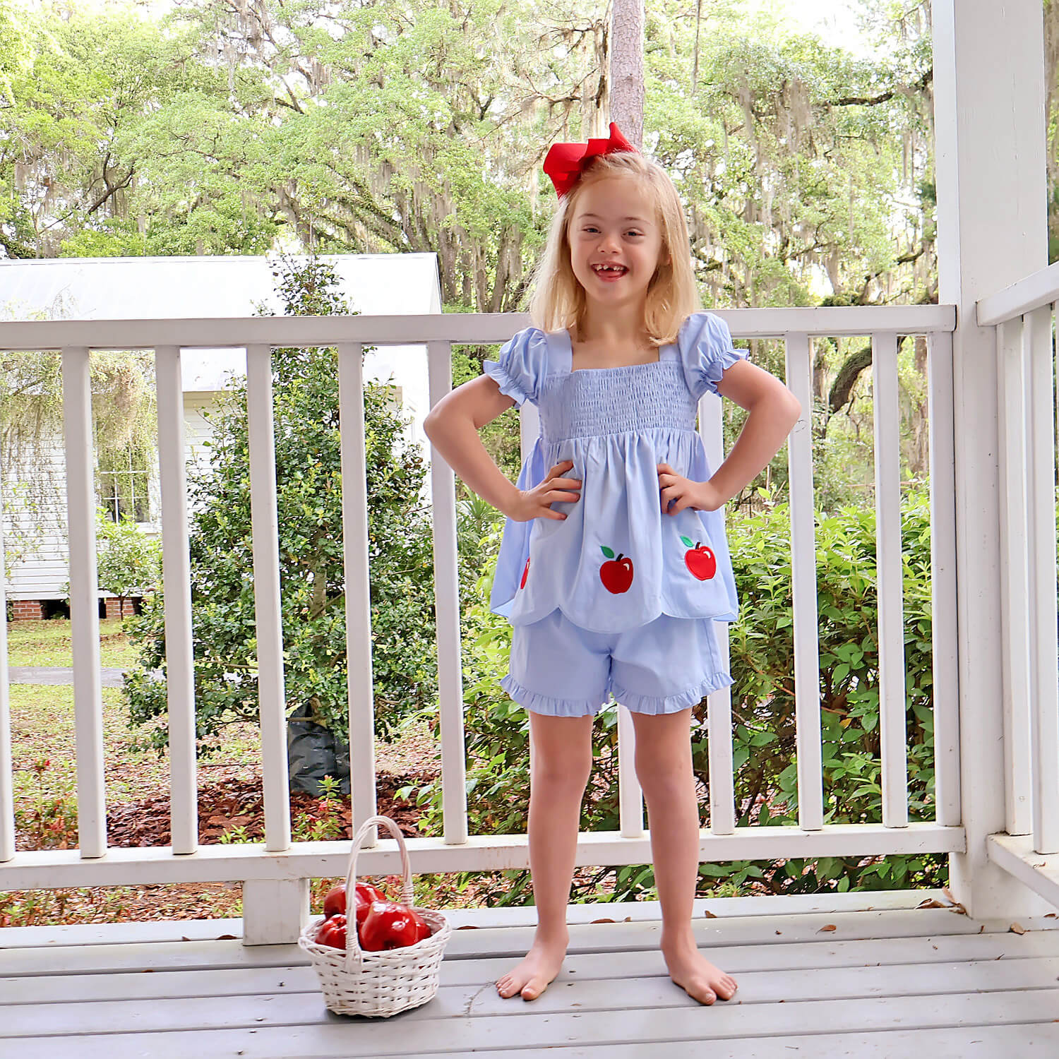 Adorable Apple Light Blue Hannah Short Set - Image 3