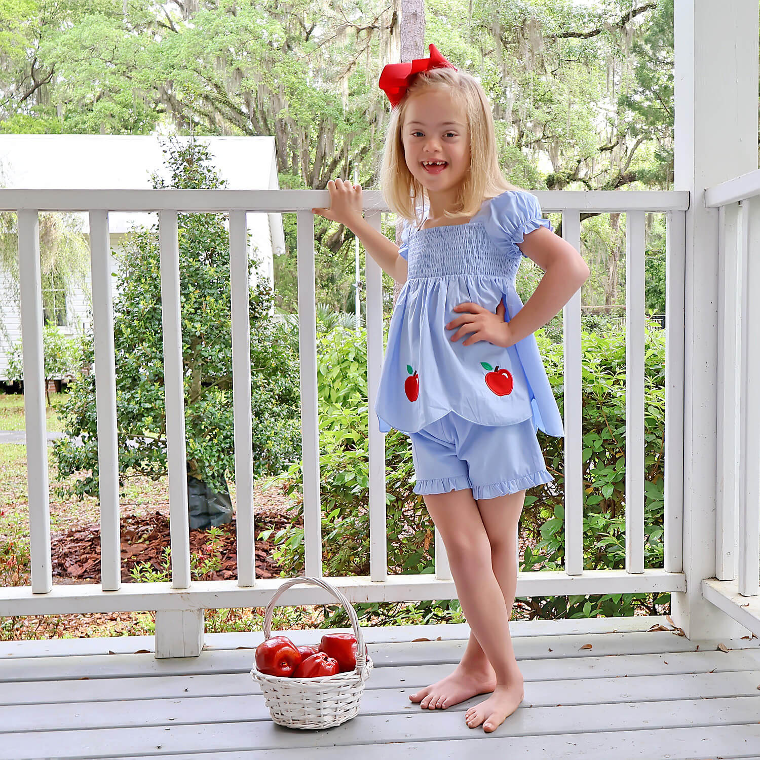 Adorable Apple Light Blue Hannah Short Set - Image 5