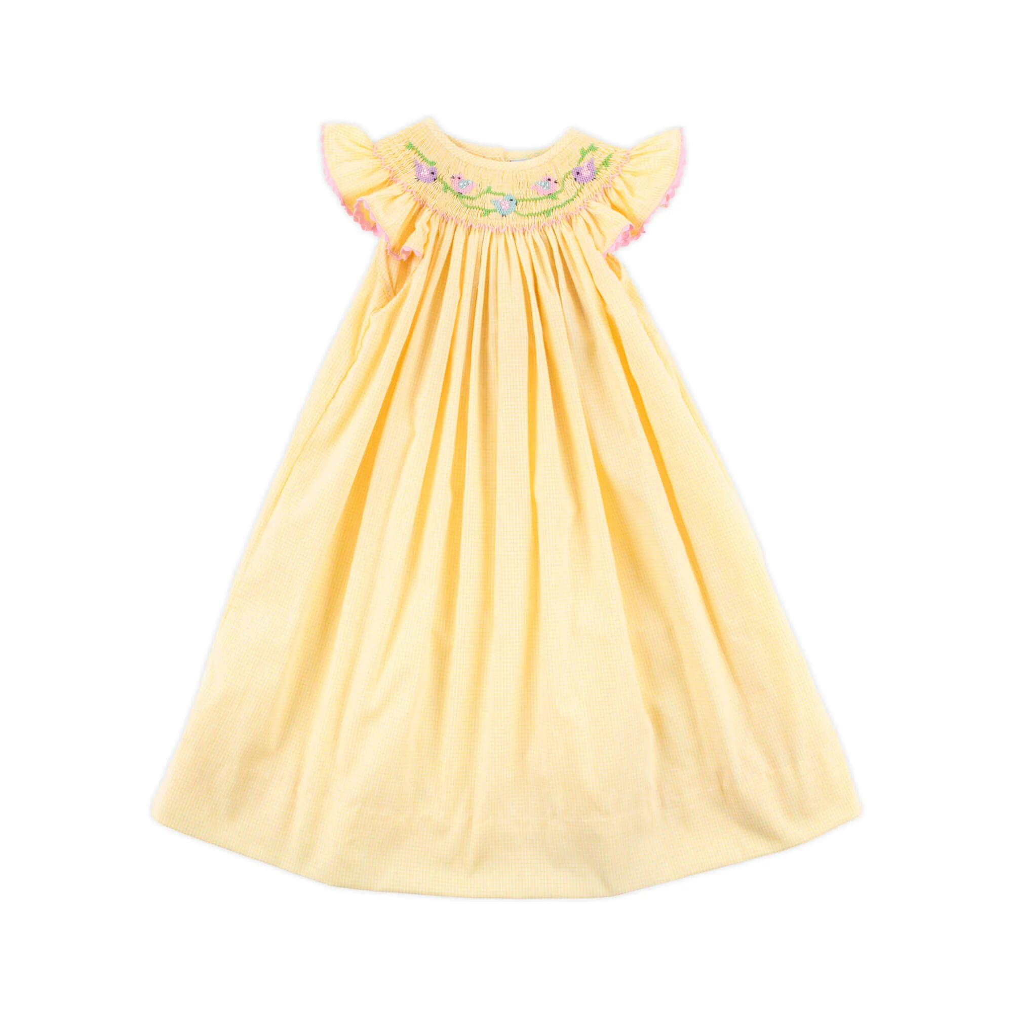 Yellow Check Bird Smocked Dress - Image 2