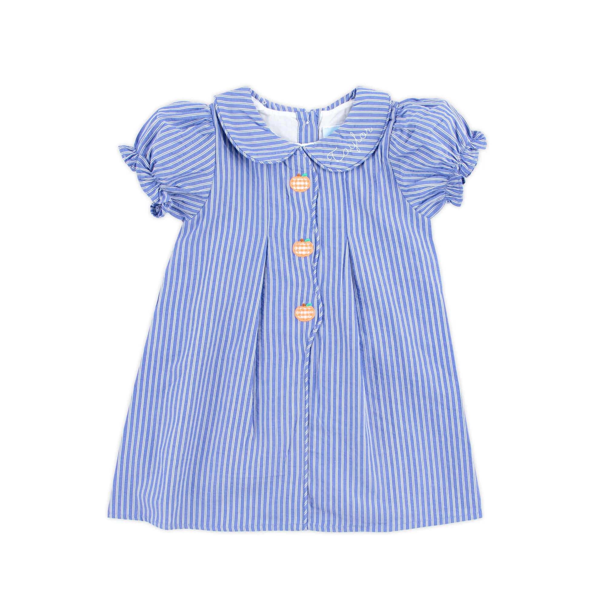 Adorable Pumpkin Blue Stripe Jane Dress - Image 2