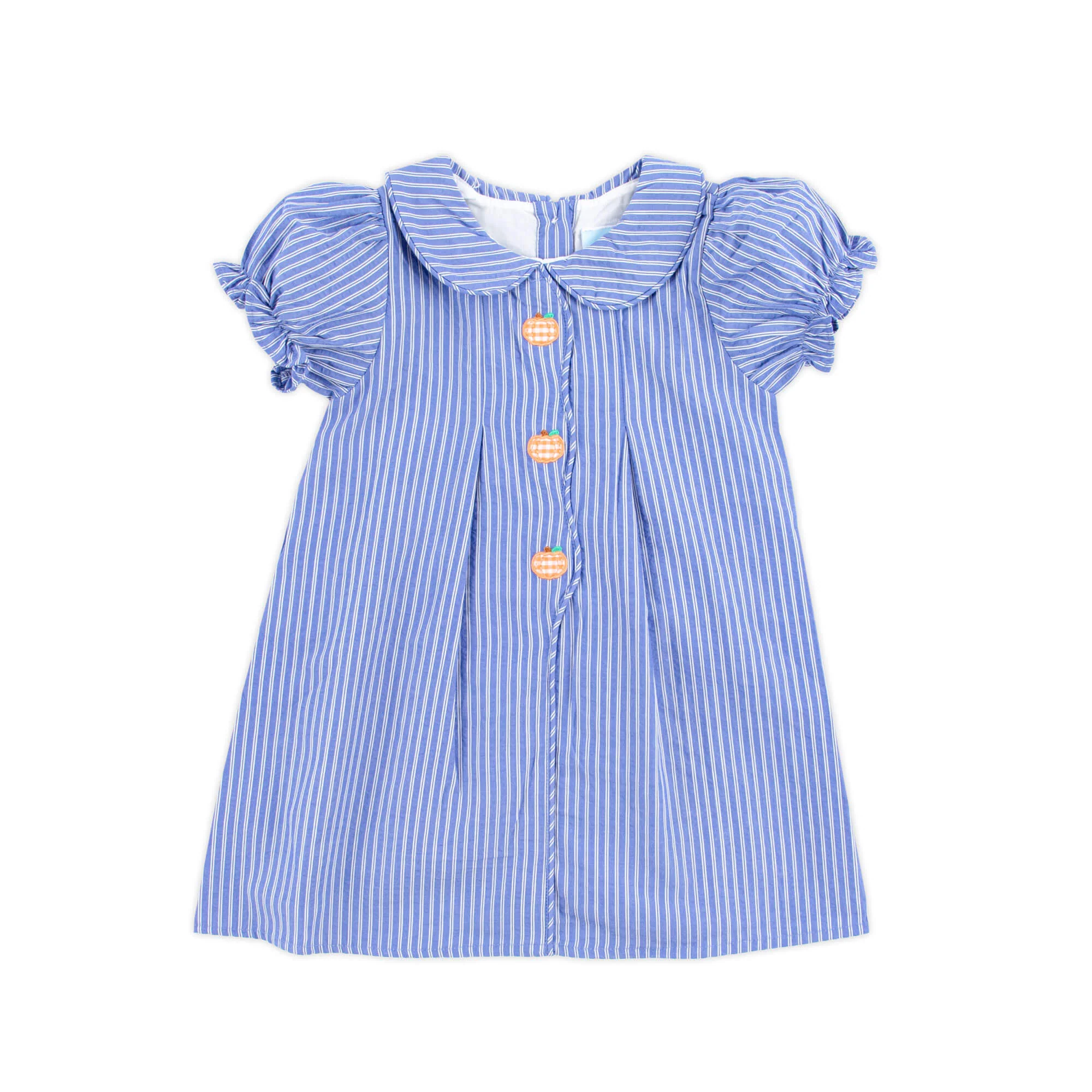 Adorable Pumpkin Blue Stripe Jane Dress - Image 4