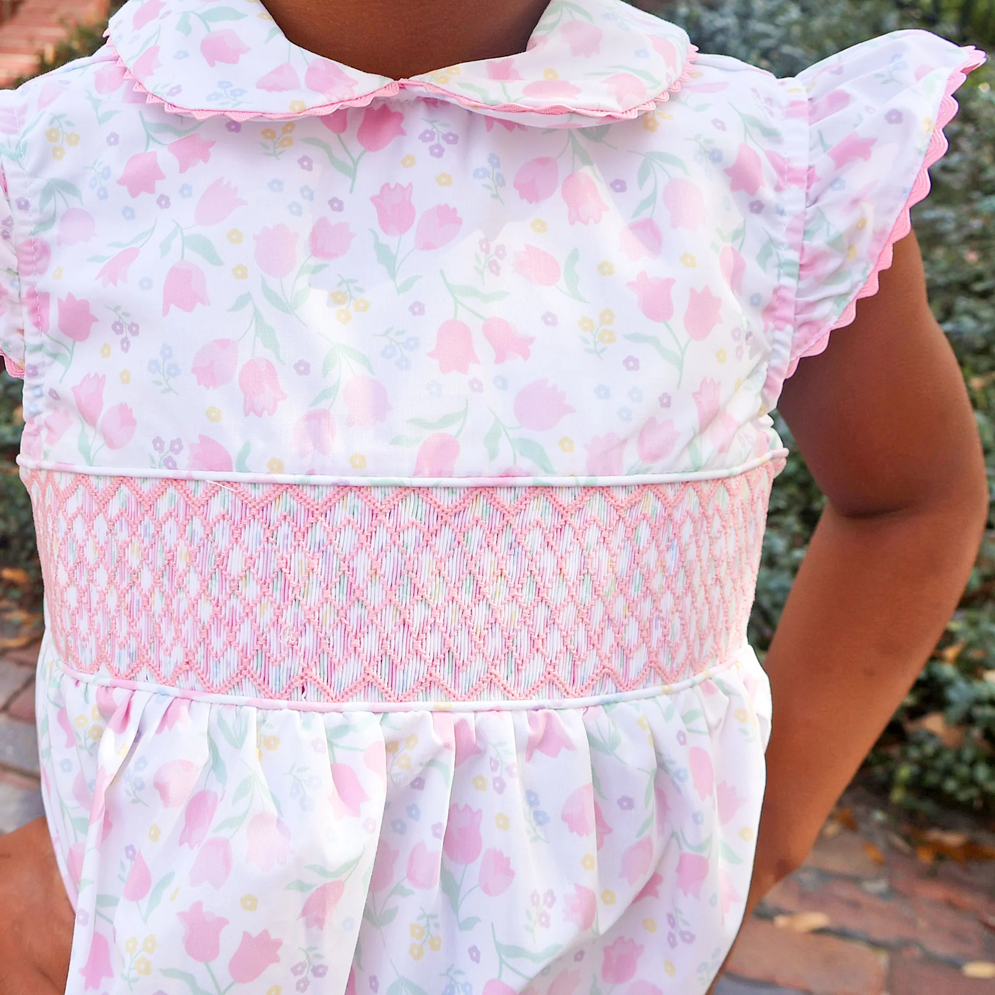 Adorable Tulip Floral Smocked Collared Dress - Image 2