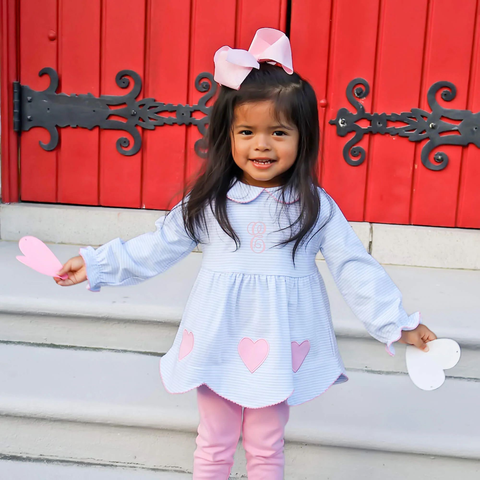 Adoring Hearts Light Blue Stripe Ruby Legging Set - Image 2