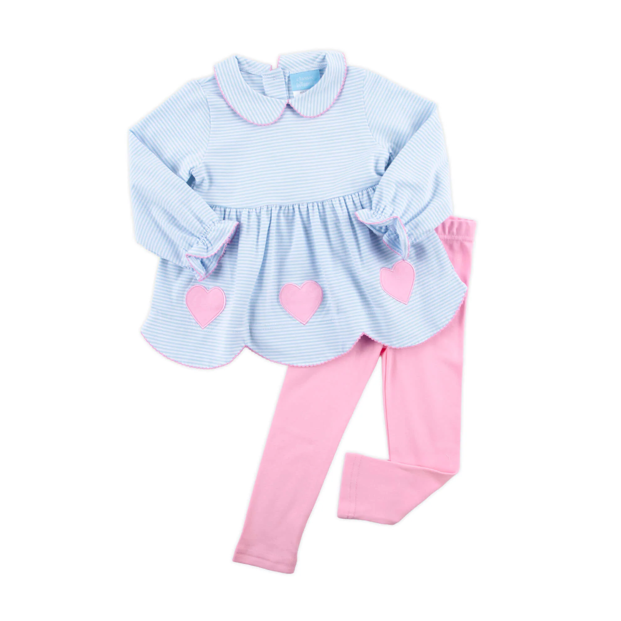 Adoring Hearts Light Blue Stripe Ruby Legging Set - Image 3