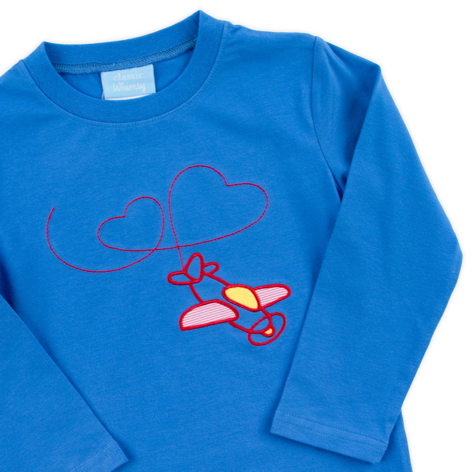 Airplane Heart Blue Long Sleeve Shirt - Image 2