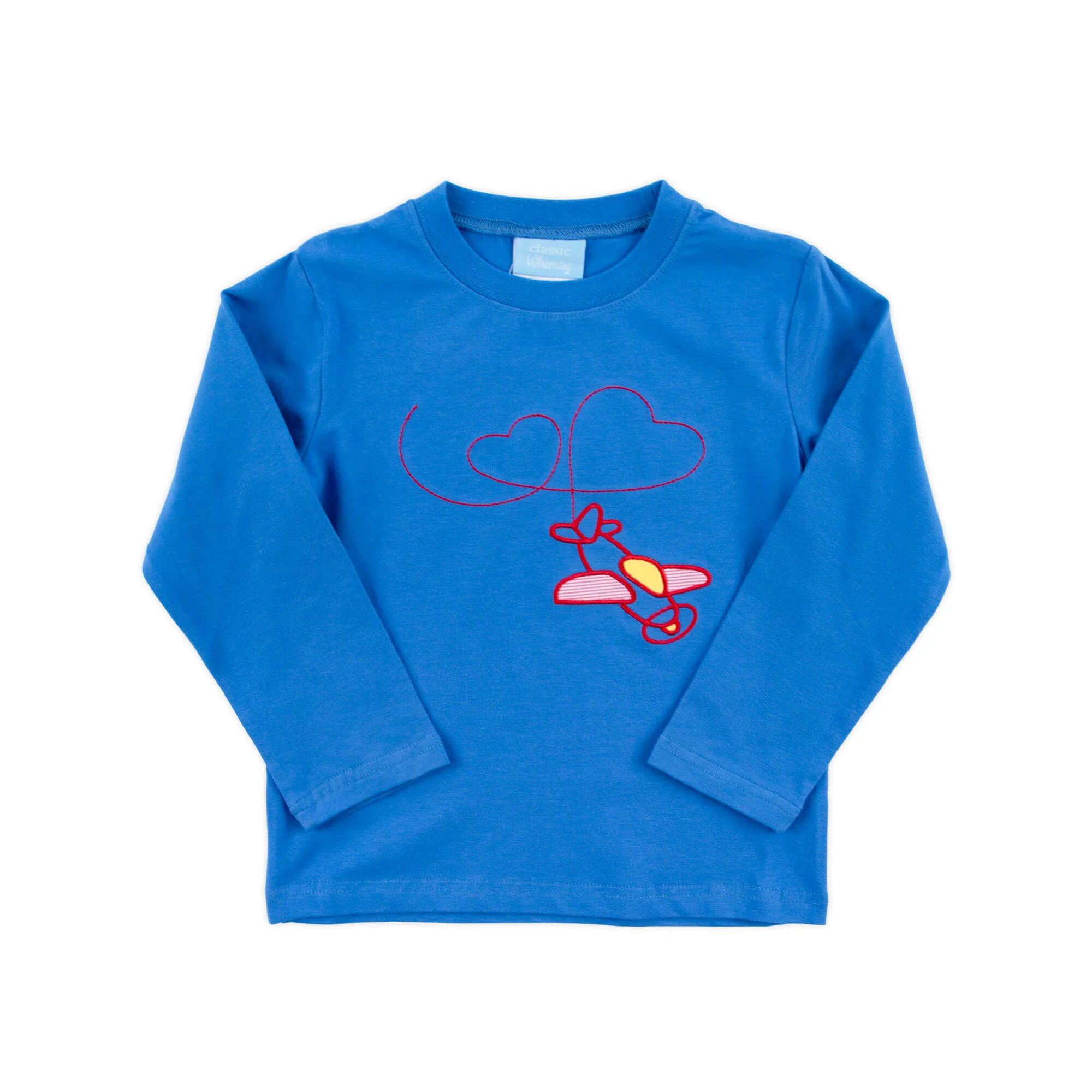 Airplane Heart Blue Long Sleeve Shirt - Image 3