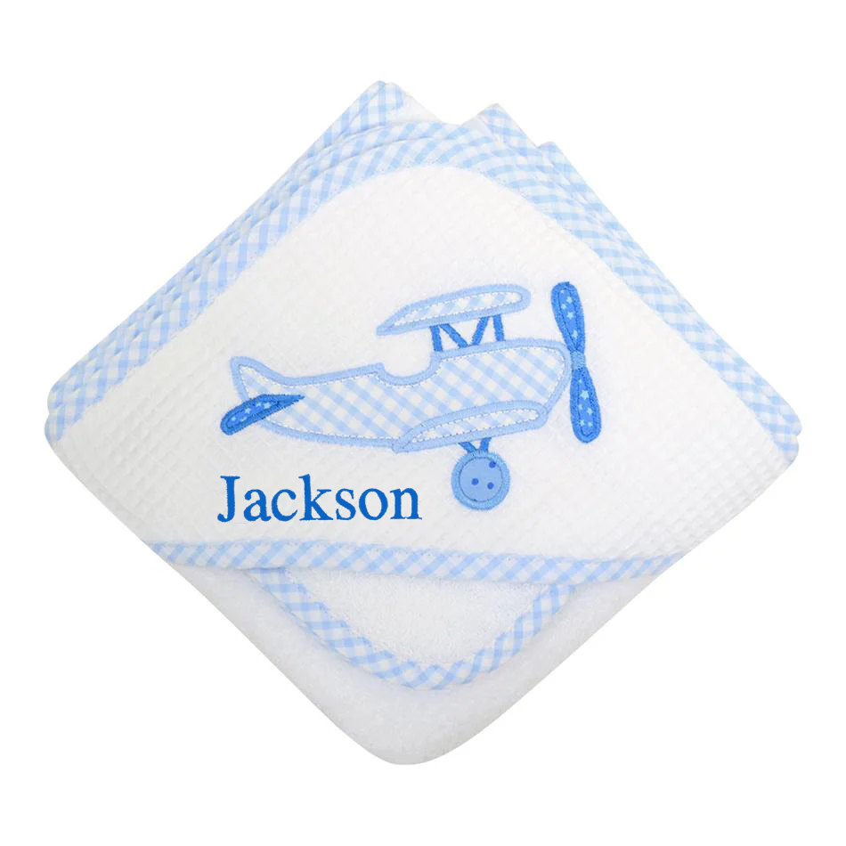 Blue Airplane Hooded Towel Set - Image 3