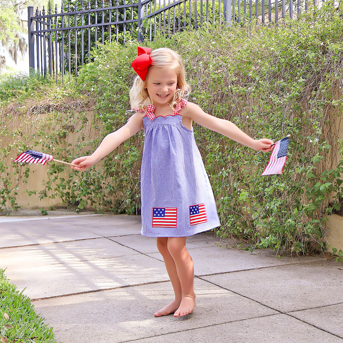 American Flag Blue Gingham Aurora Dress - Image 4