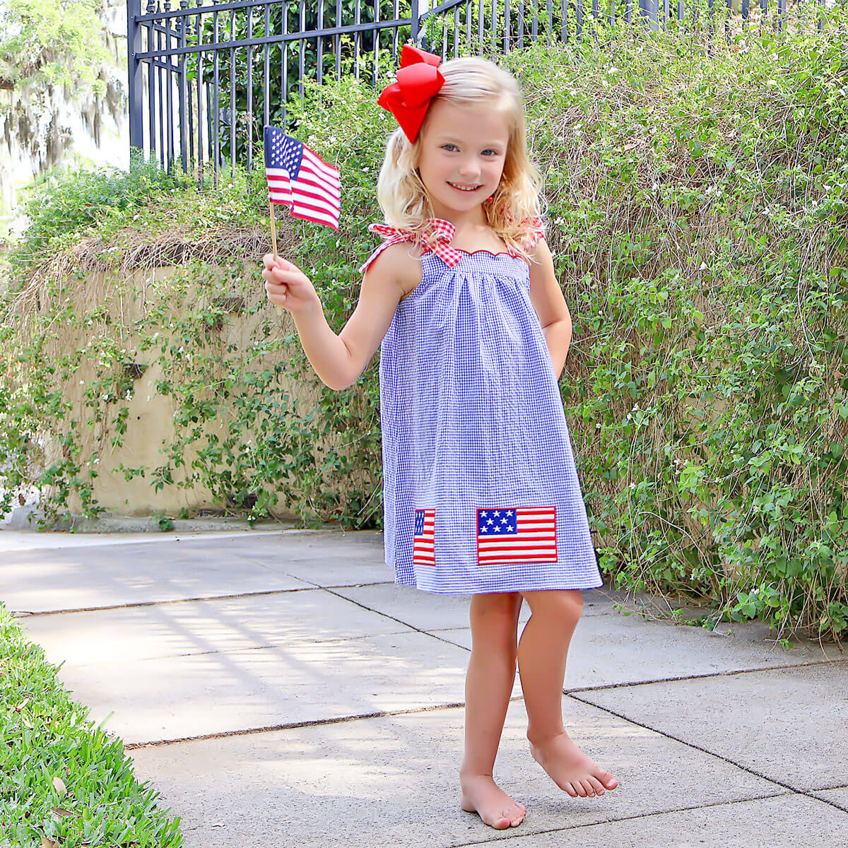 American Flag Blue Gingham Aurora Dress - Image 5