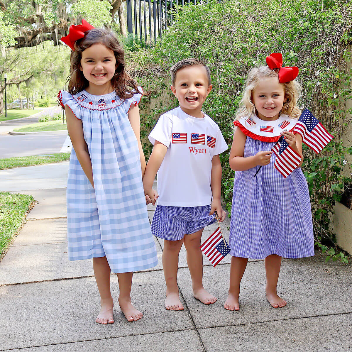 American Flag Blue Gingham Short Set - Image 6