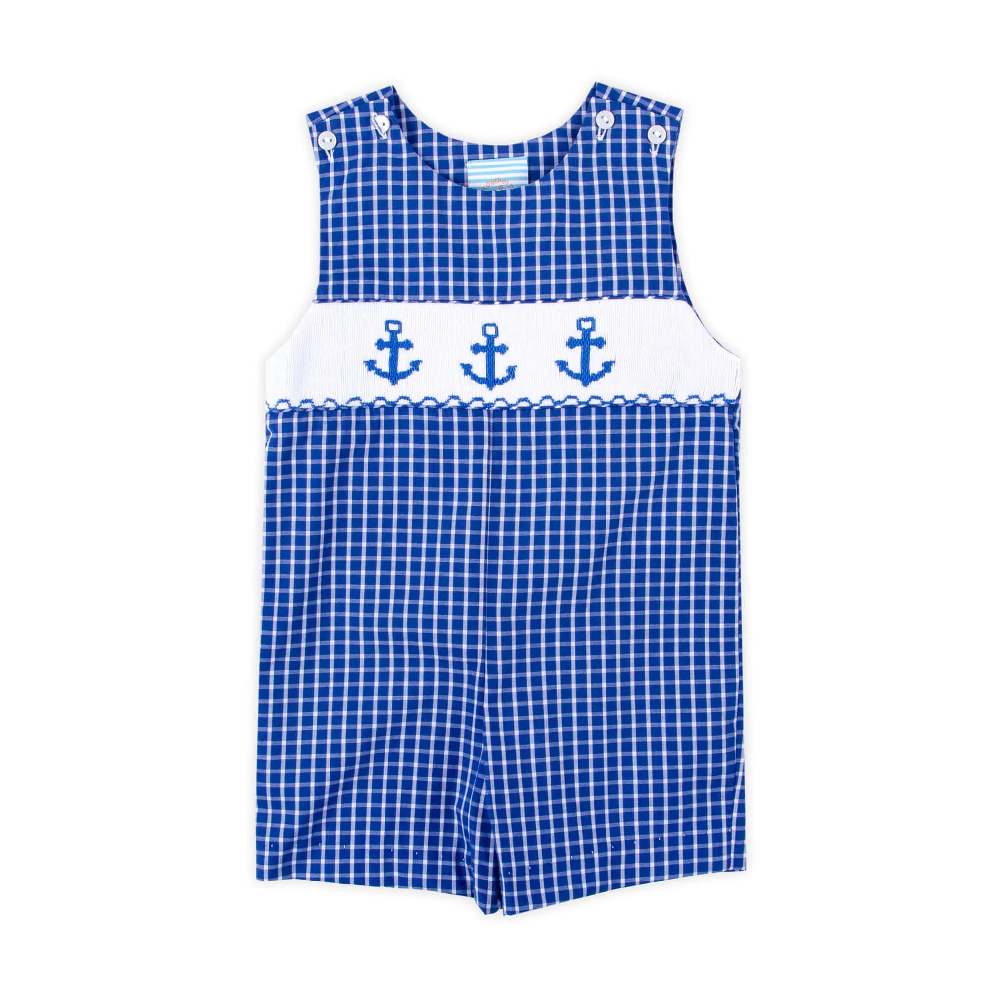 Anchor Smocked Blue Windowpane Jon Jon - Image 2
