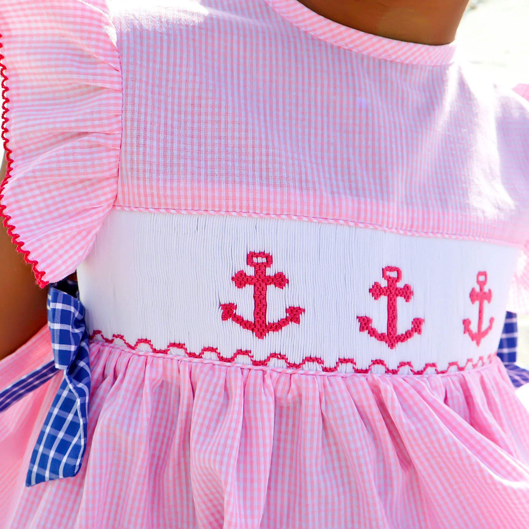 Anchor Smocked Pink Gingham Beverly Dress - Image 2
