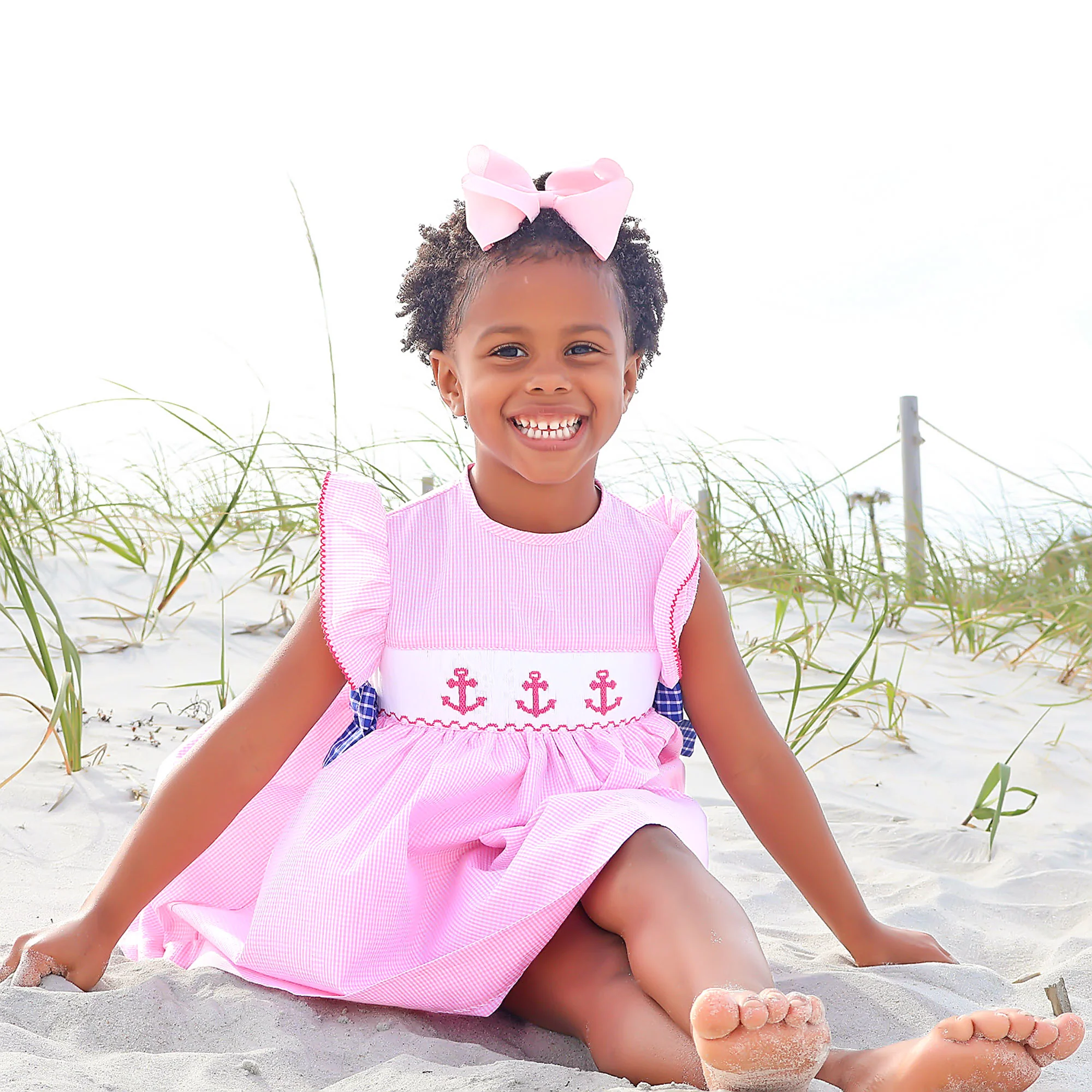 Anchor Smocked Pink Gingham Beverly Dress - Image 5