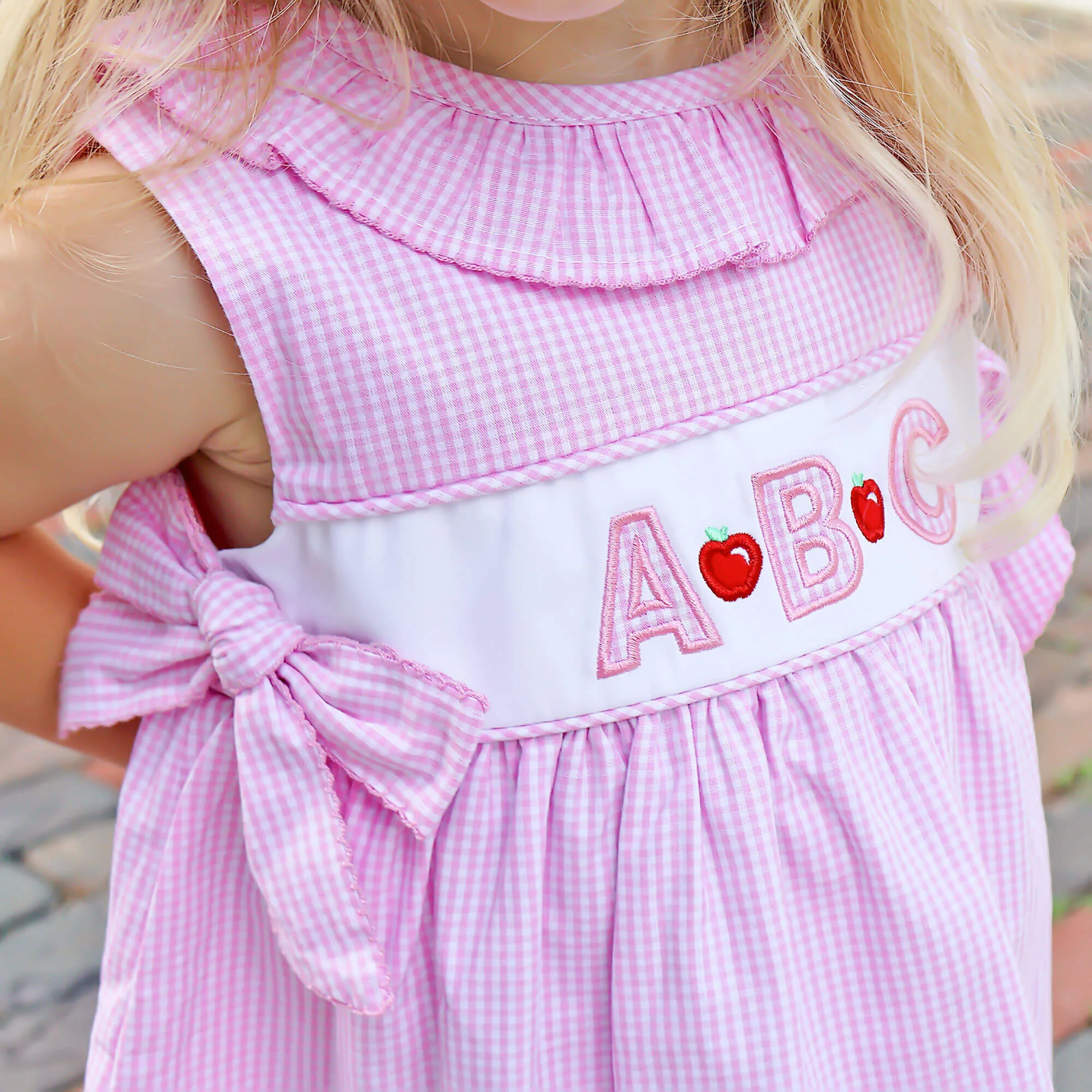 Apple & ABC Pink Gingham Ruffle Collared Dress - Image 3