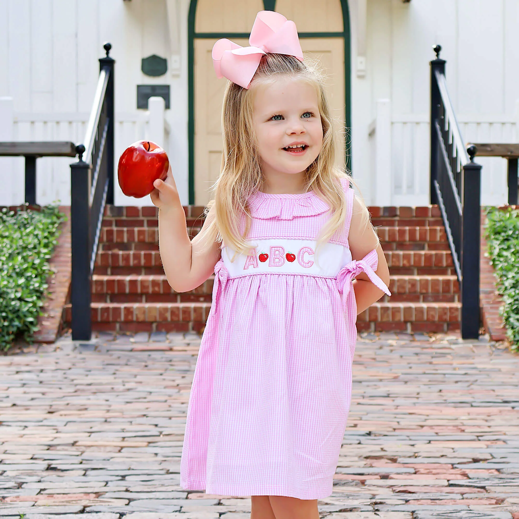Apple & ABC Pink Gingham Ruffle Collared Dress - Image 5