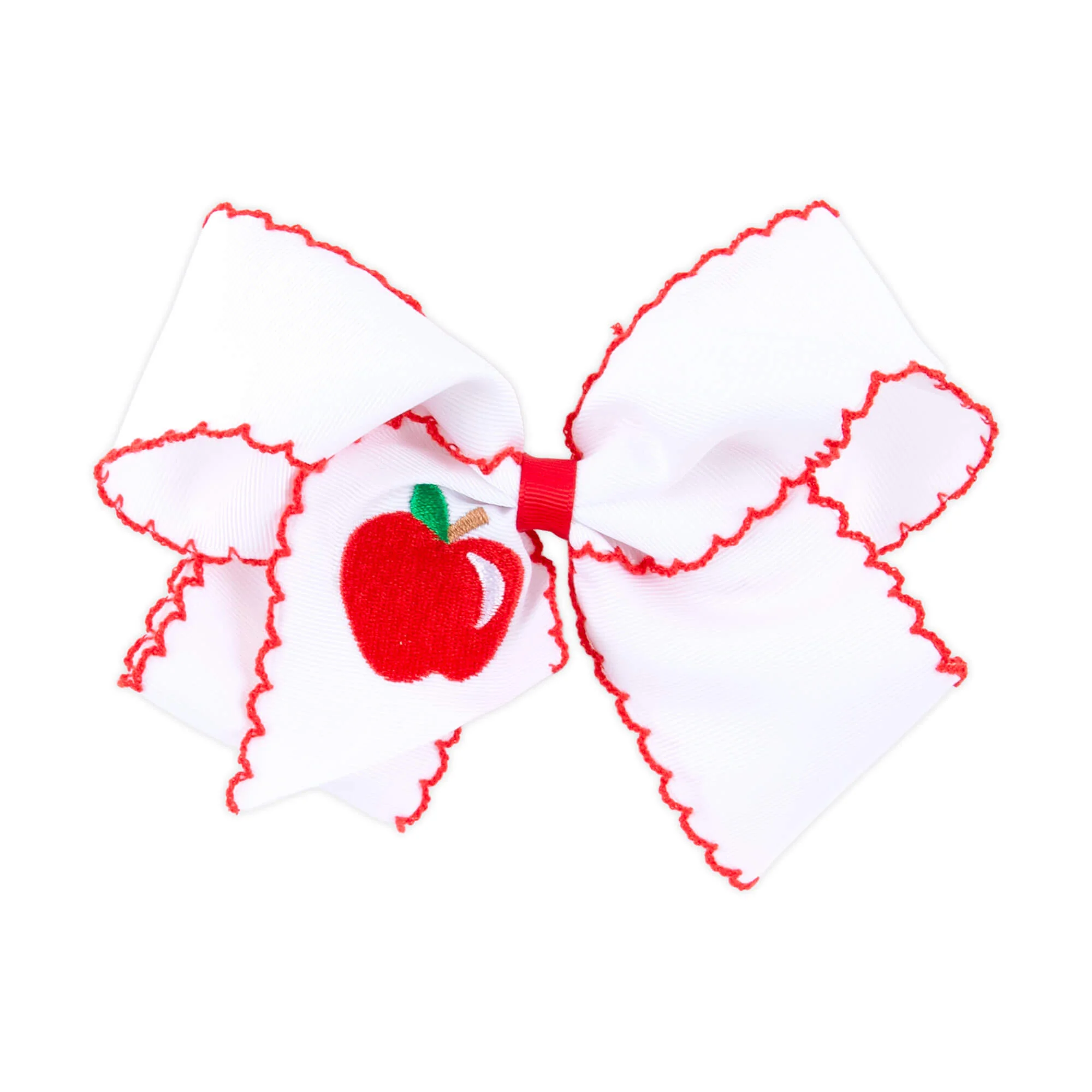 Apple Embroidered Moonstitch Hair Bow - Image 3