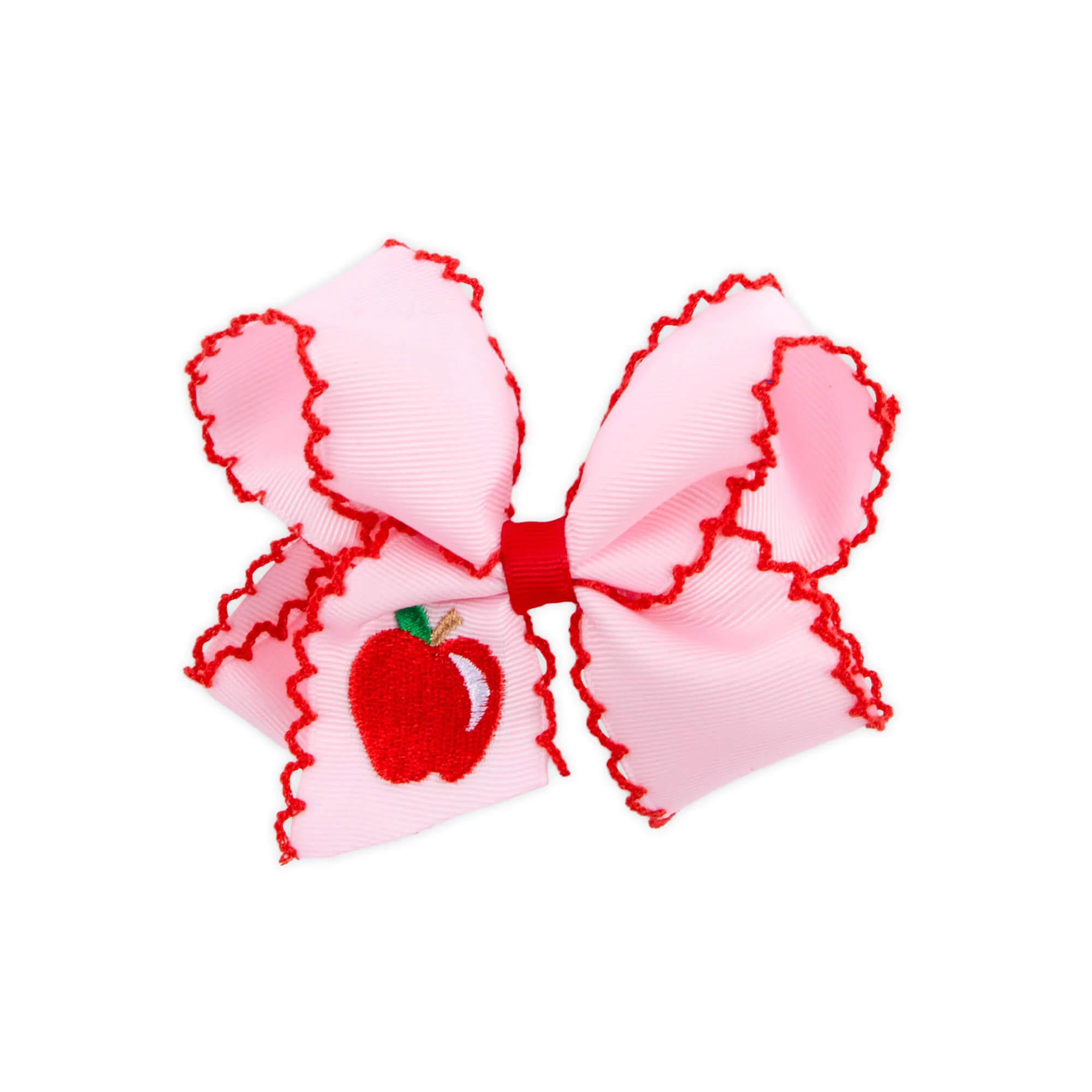 Apple Embroidered Moonstitch Hair Bow - Image 4