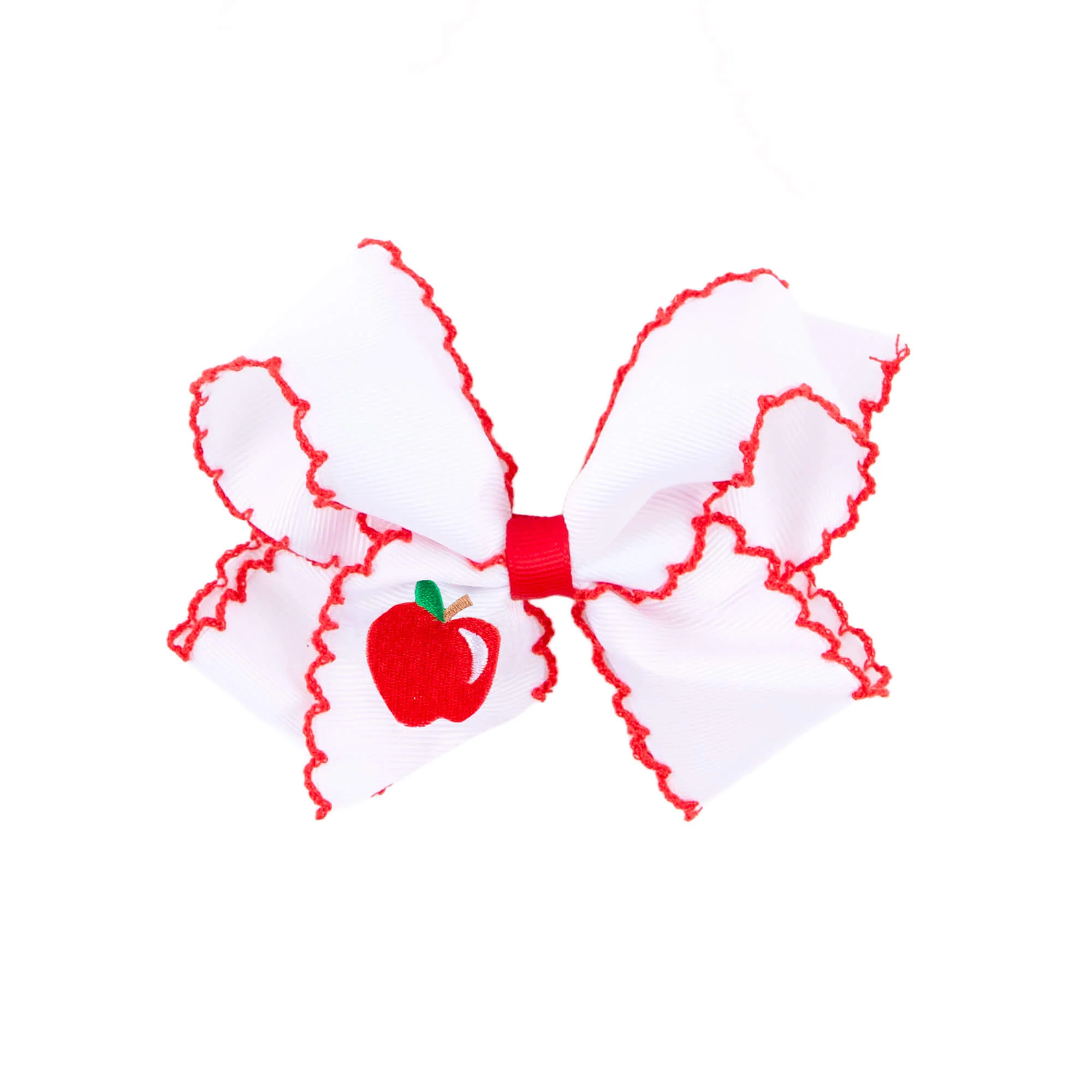Apple Embroidered Moonstitch Hair Bow - Image 5