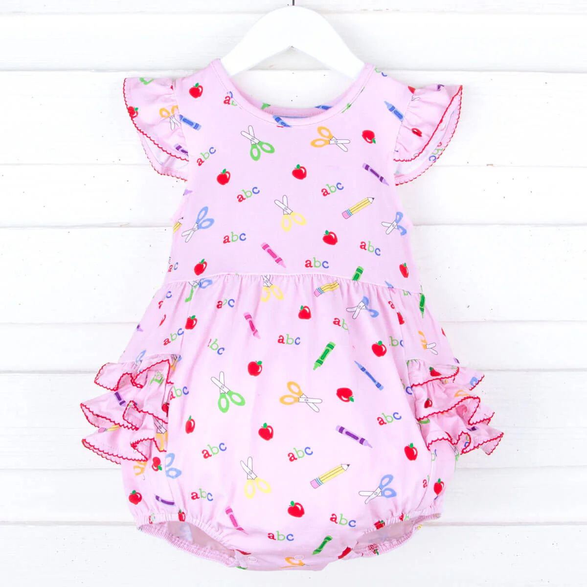 Pink Apple Print Ruffle Bubble - Image 3