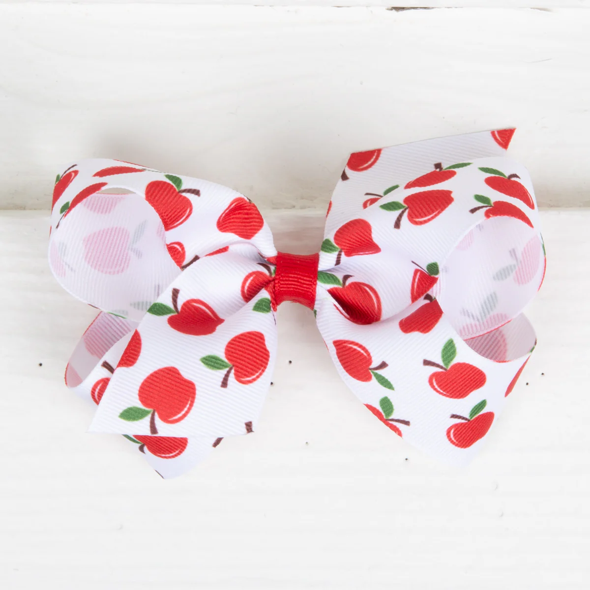 Apple Print Medium Grosgrain Bow - Image 2