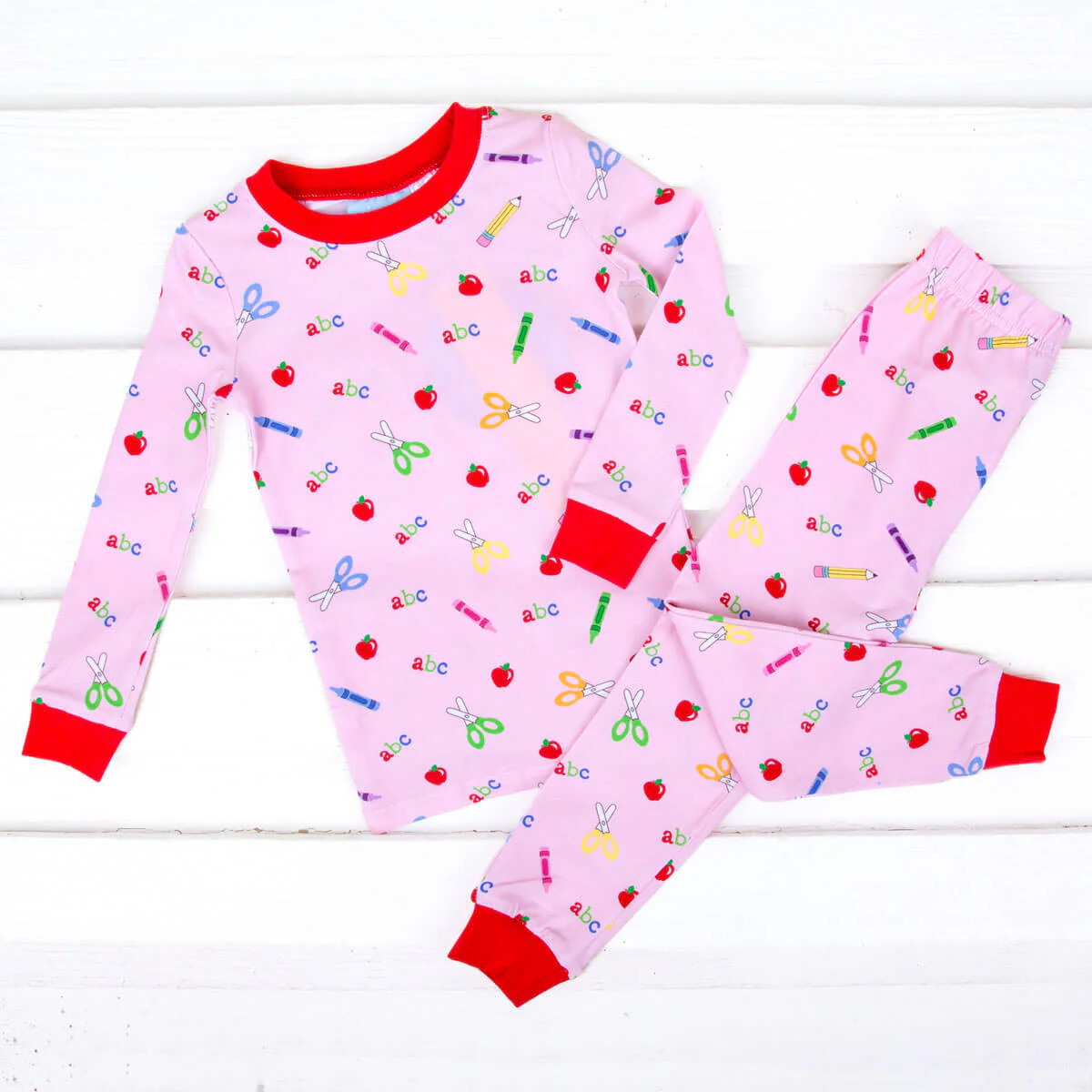 Pink Apple Print Pajamas - Image 2