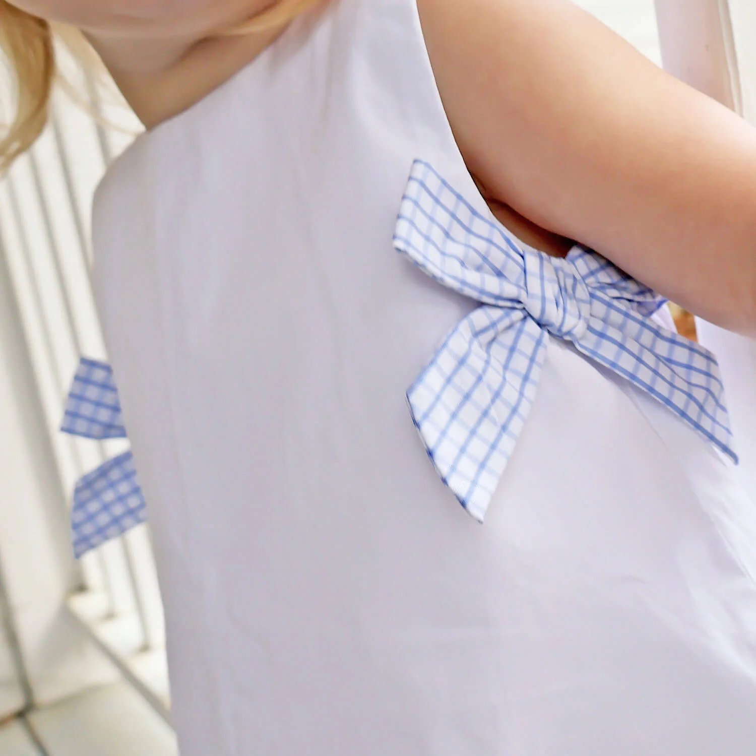 Apple Scalloped Light Blue Windowpane Mila Bloomer Set - Image 6