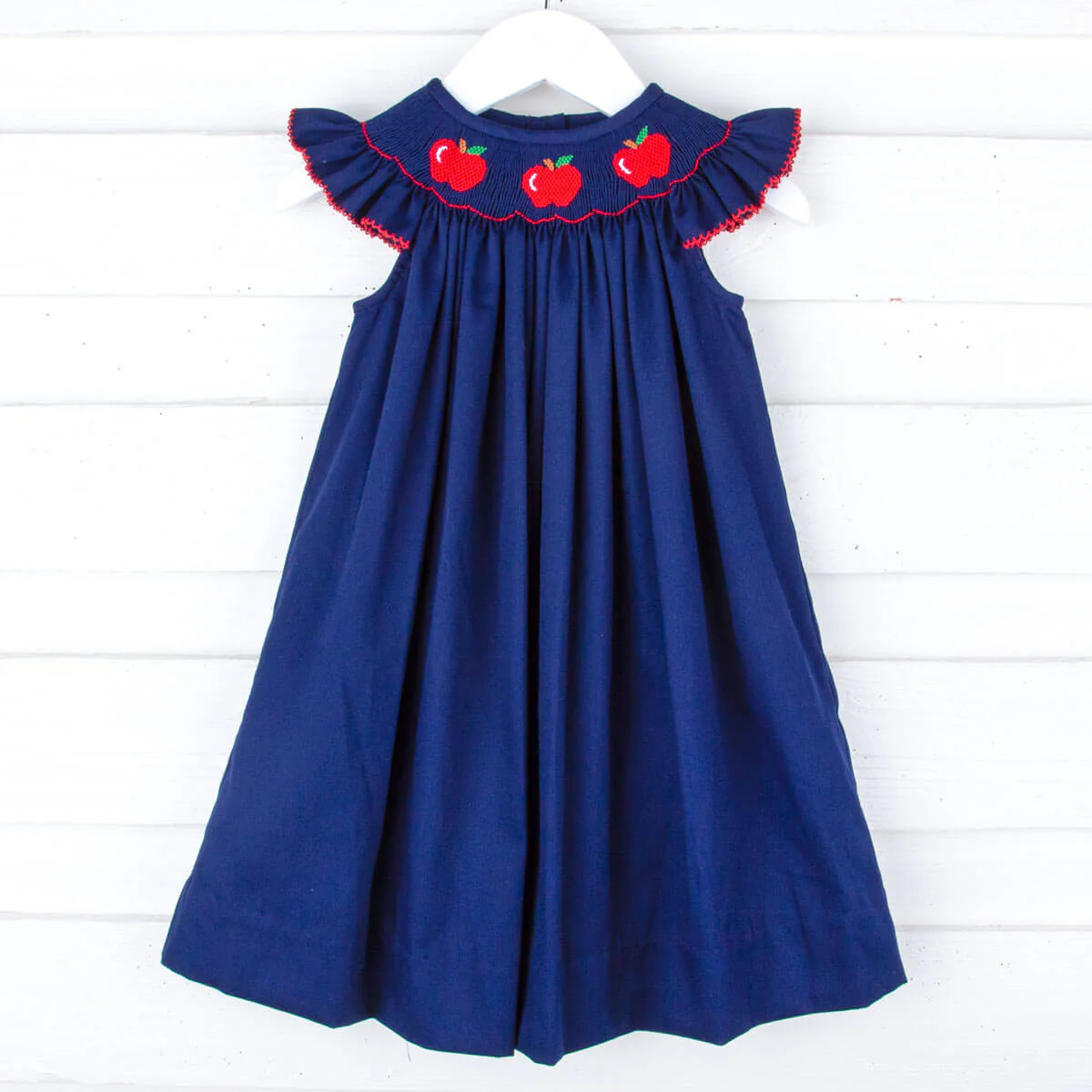 Apple Smocked Navy Angel Sleeve Dress - Image 2