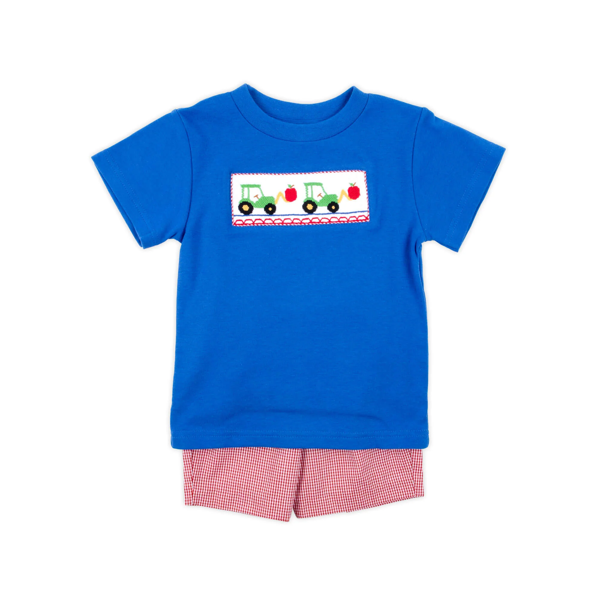 Apple Tractor Smocked Short Set - Image 2