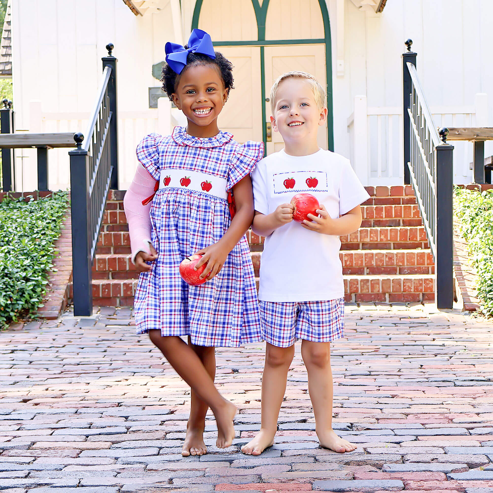 Apple Smocked Plaid Short Set - Image 3