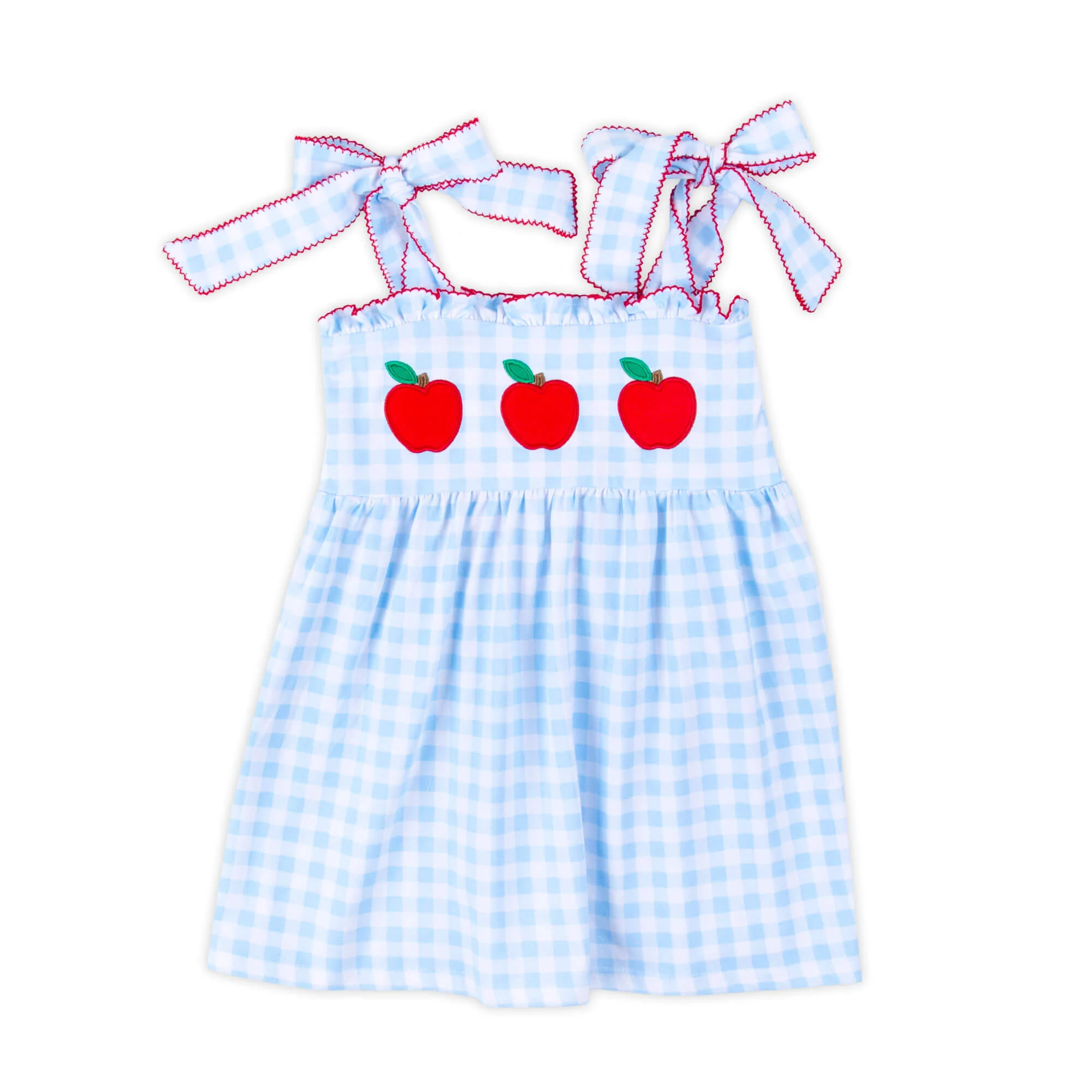 Apple Trio Light Blue Gingham Aurora Dress - Image 2