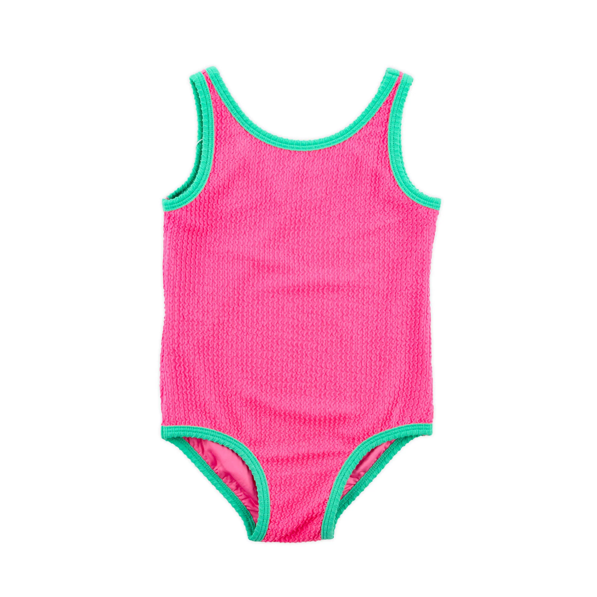 Aquamarine & Hot Pink Crinkle One Piece Swimsuit - Image 4