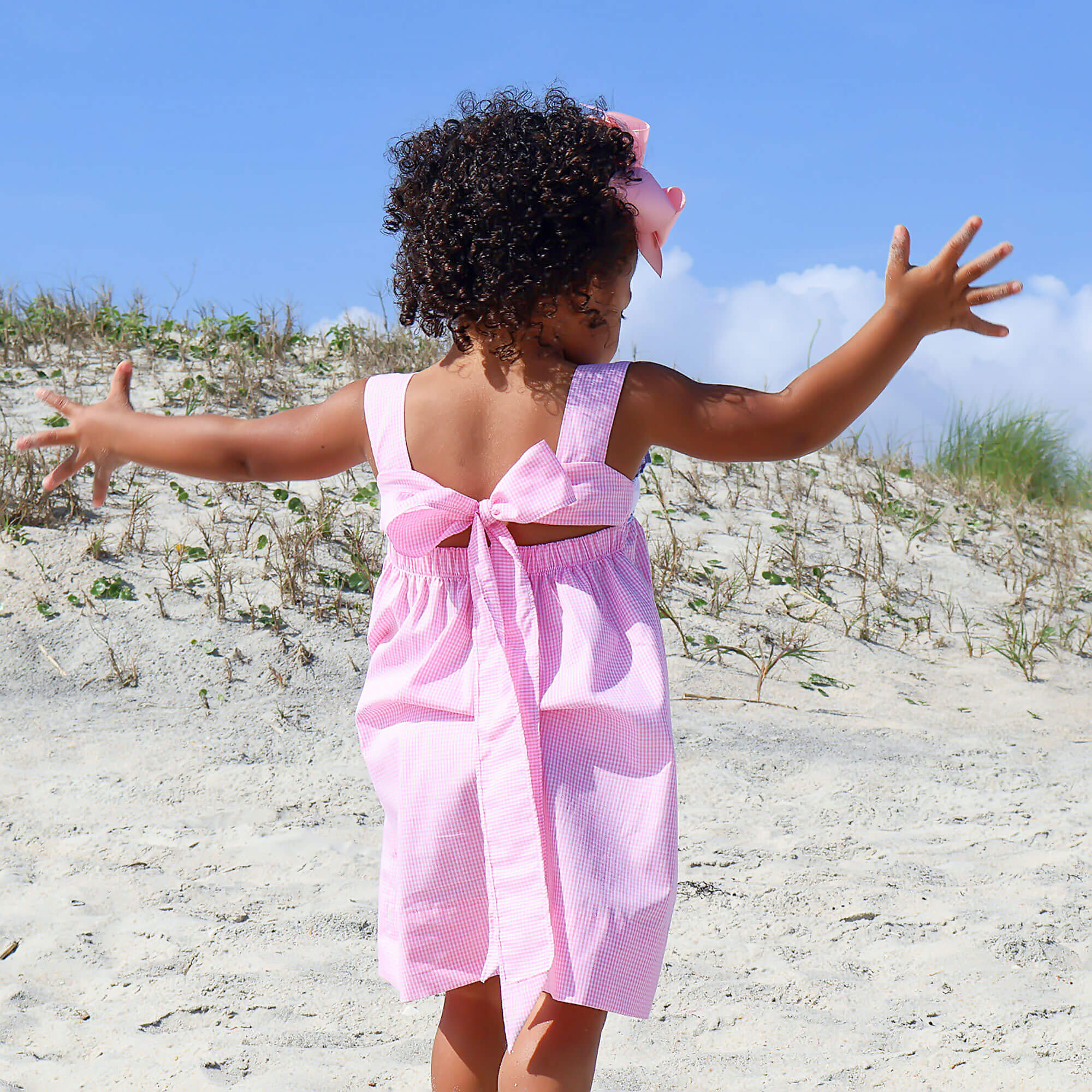 Aquatic Whale Pink Gingham Smocked Cara Dress - Image 2