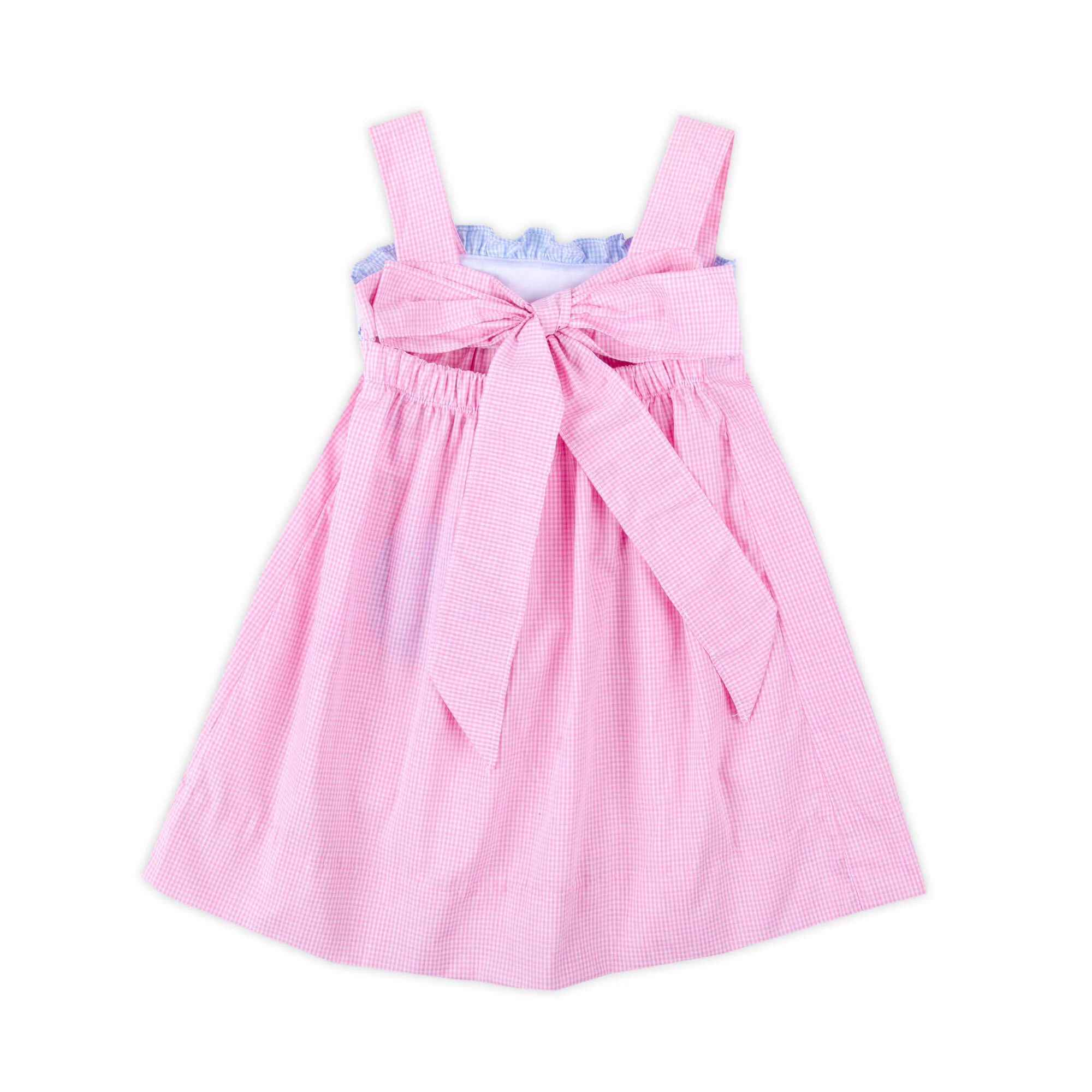 Aquatic Whale Pink Gingham Smocked Cara Dress - Image 4