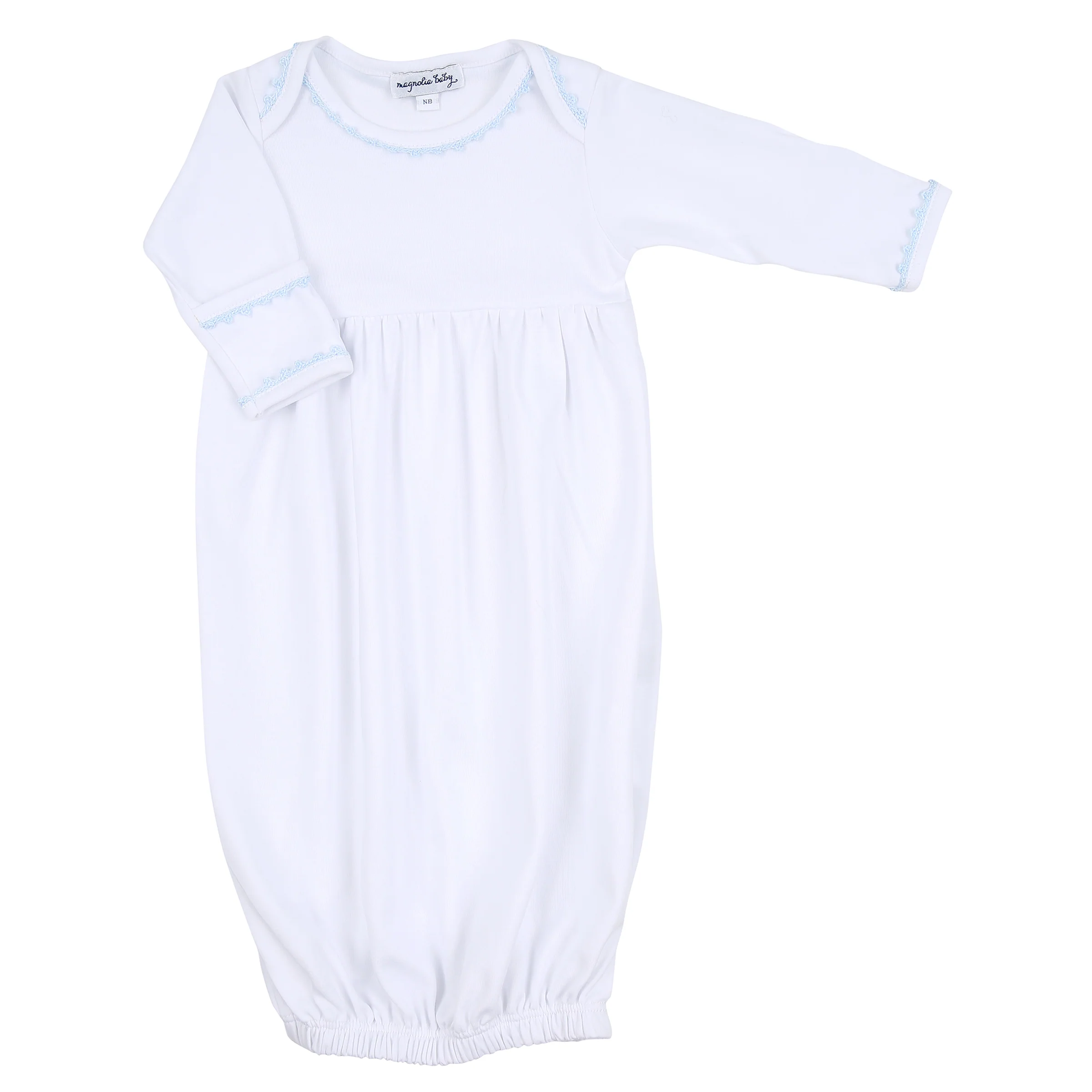 Baby Joy Gathered Gown with Crochet Trim - Image 2