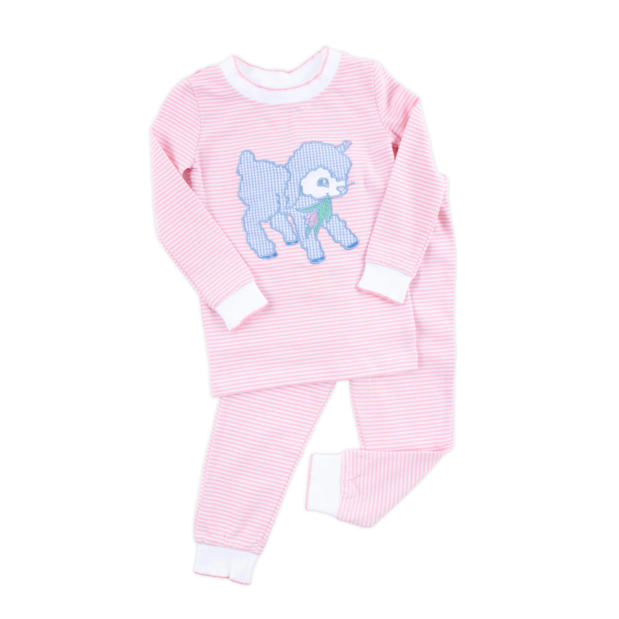 Baby Lamb Pink Stripe Pajamas - Image 3