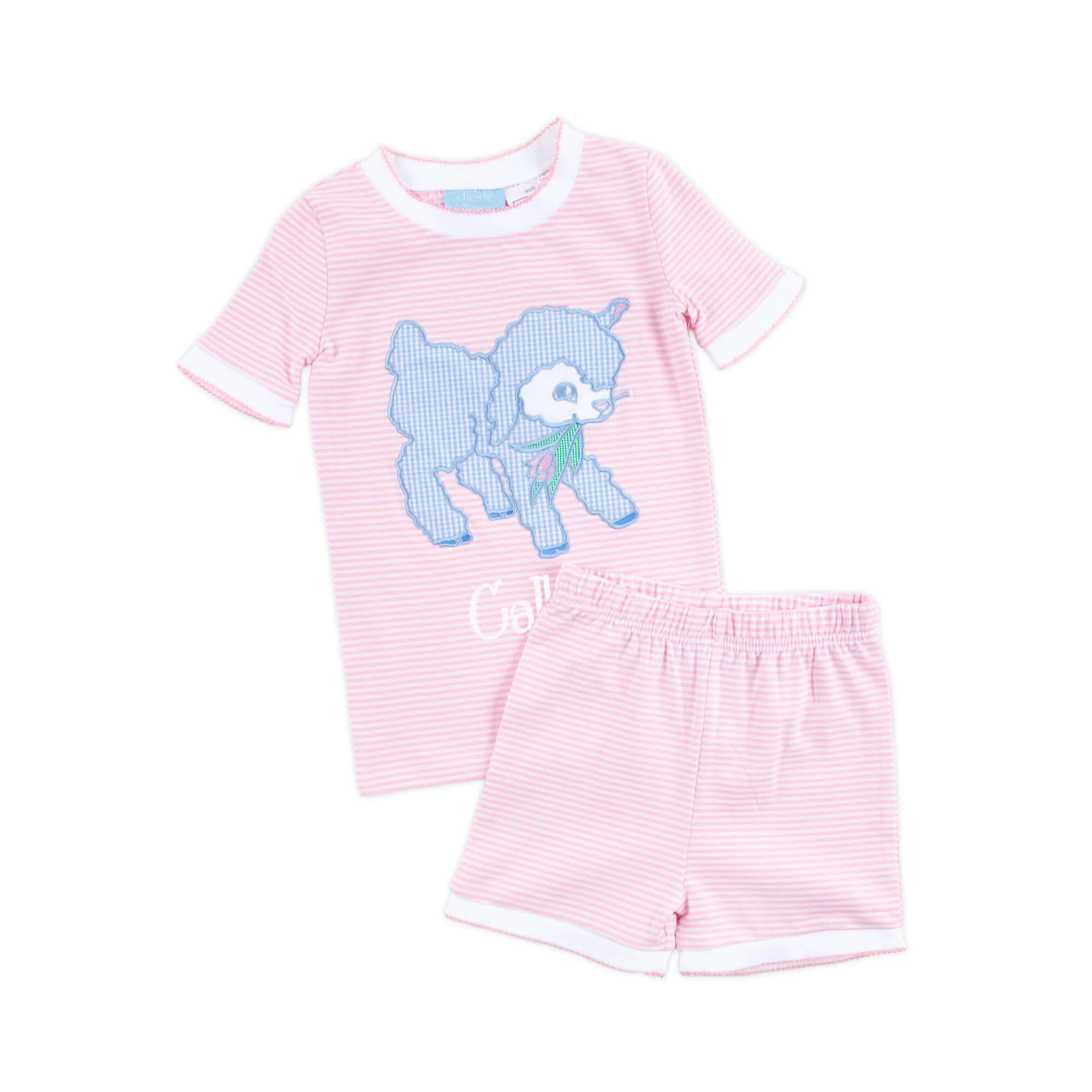 Baby Lamb Pink Stripe Short Pajamas - Image 3