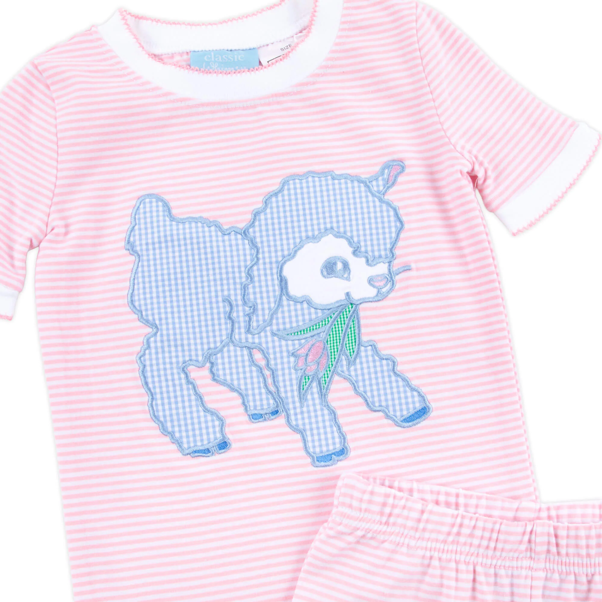 Baby Lamb Pink Stripe Short Pajamas - Image 4