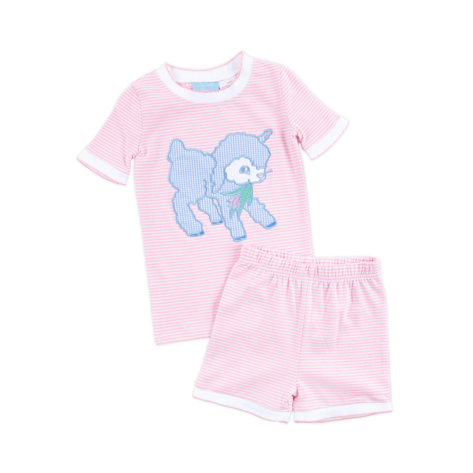 Baby Lamb Pink Stripe Short Pajamas - Image 6