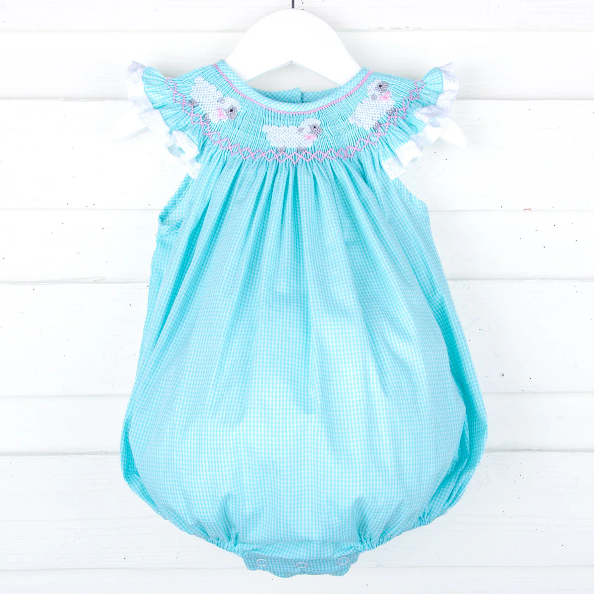 Baby Lamb Smocked Mint Bubble - Image 3