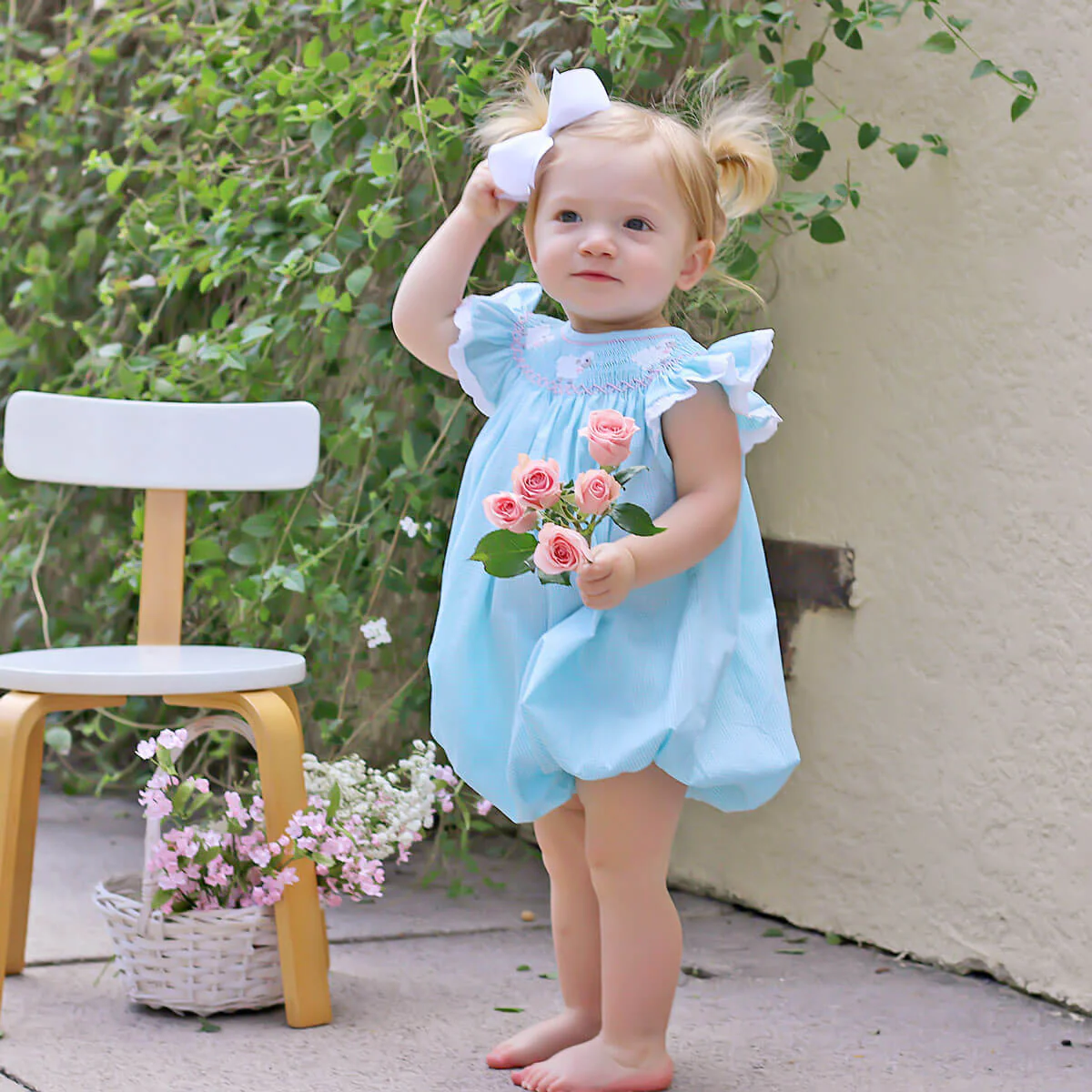 Baby Lamb Smocked Mint Bubble - Image 4