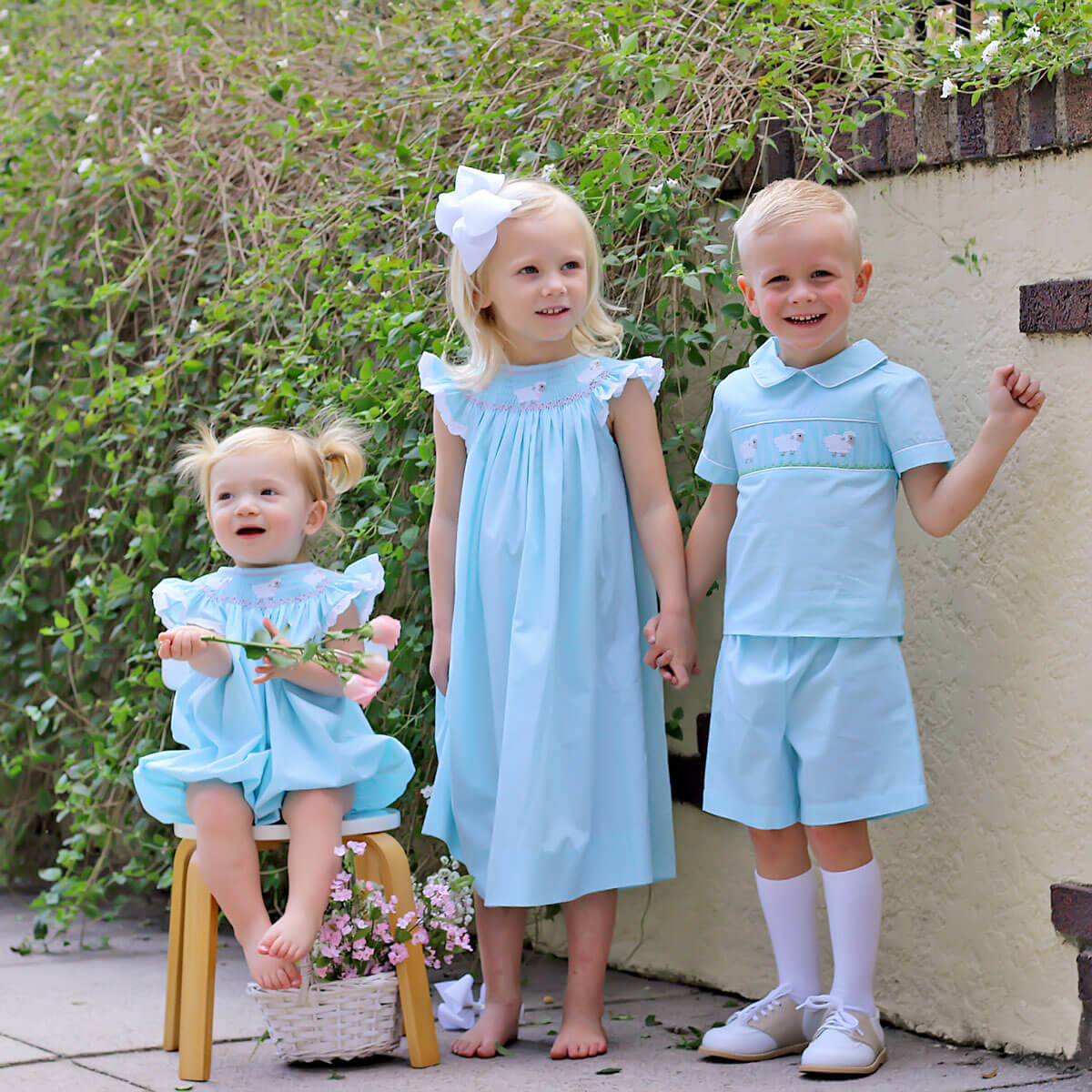 Baby Lamb Smocked Mint Dress - Image 4