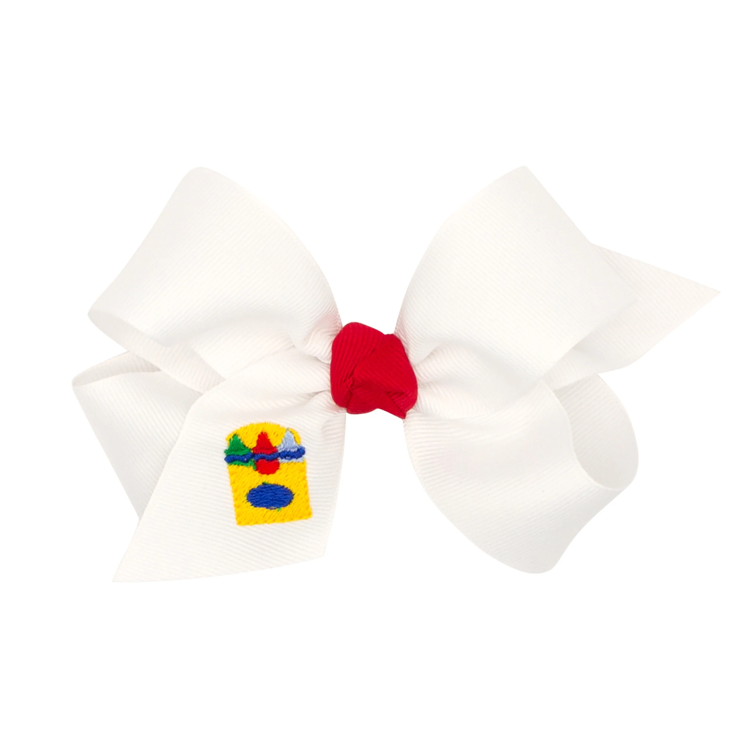 Back to School White Grosgrain Knot Bow - Image 3
