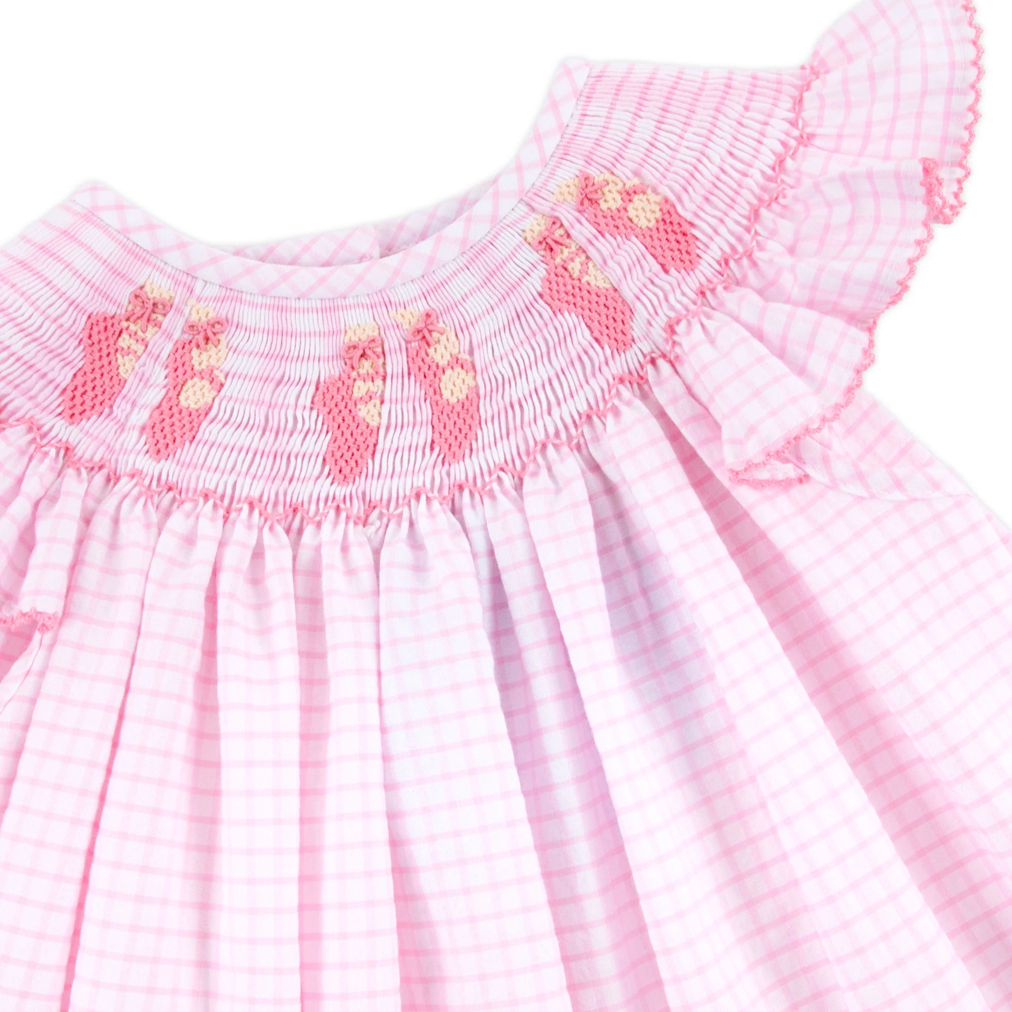 Ballet Smocked Pink Windowpane Angel Sleeve Dress - Image 5